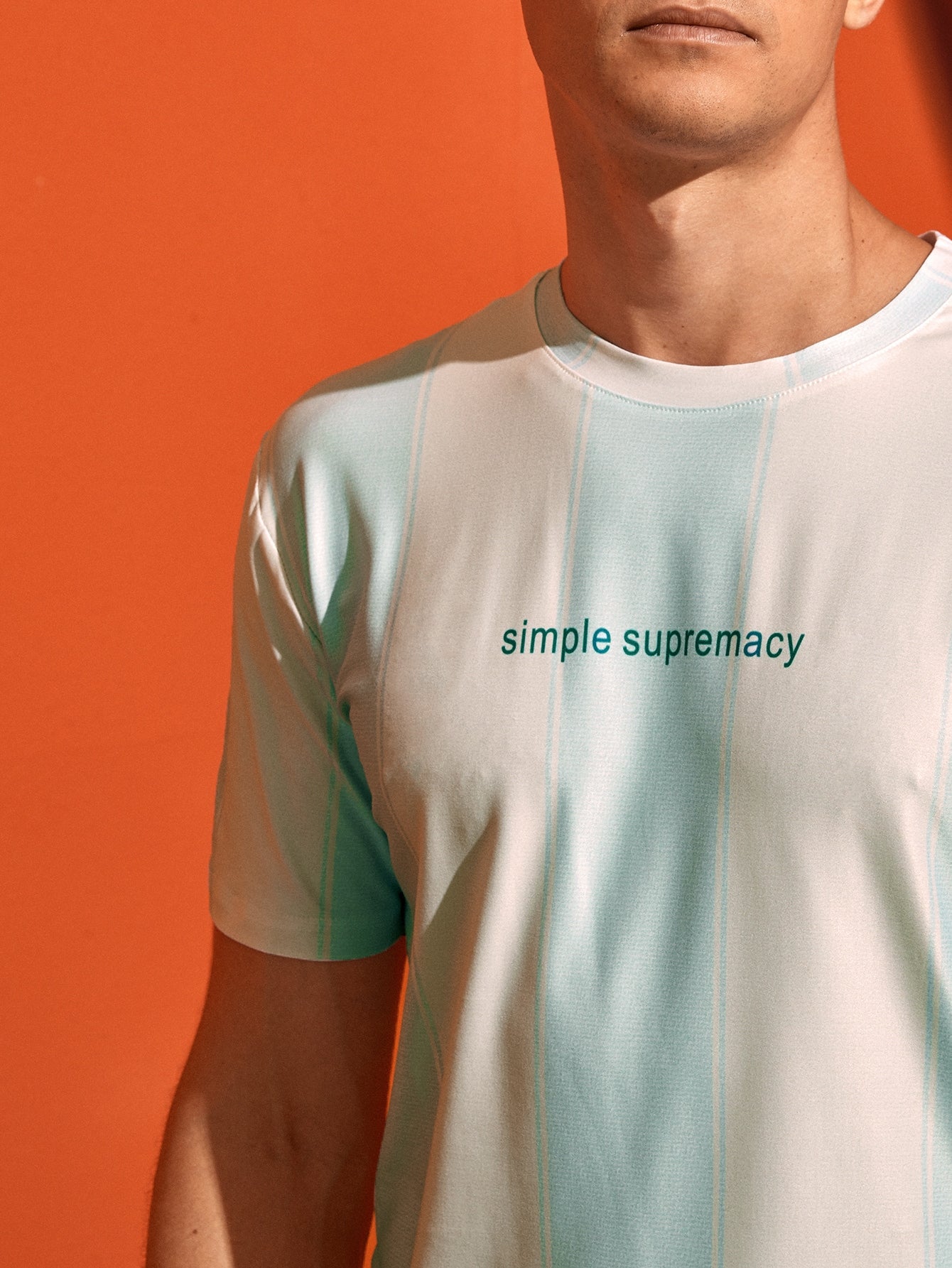 Men Block Stripe Letter Graphic Tee