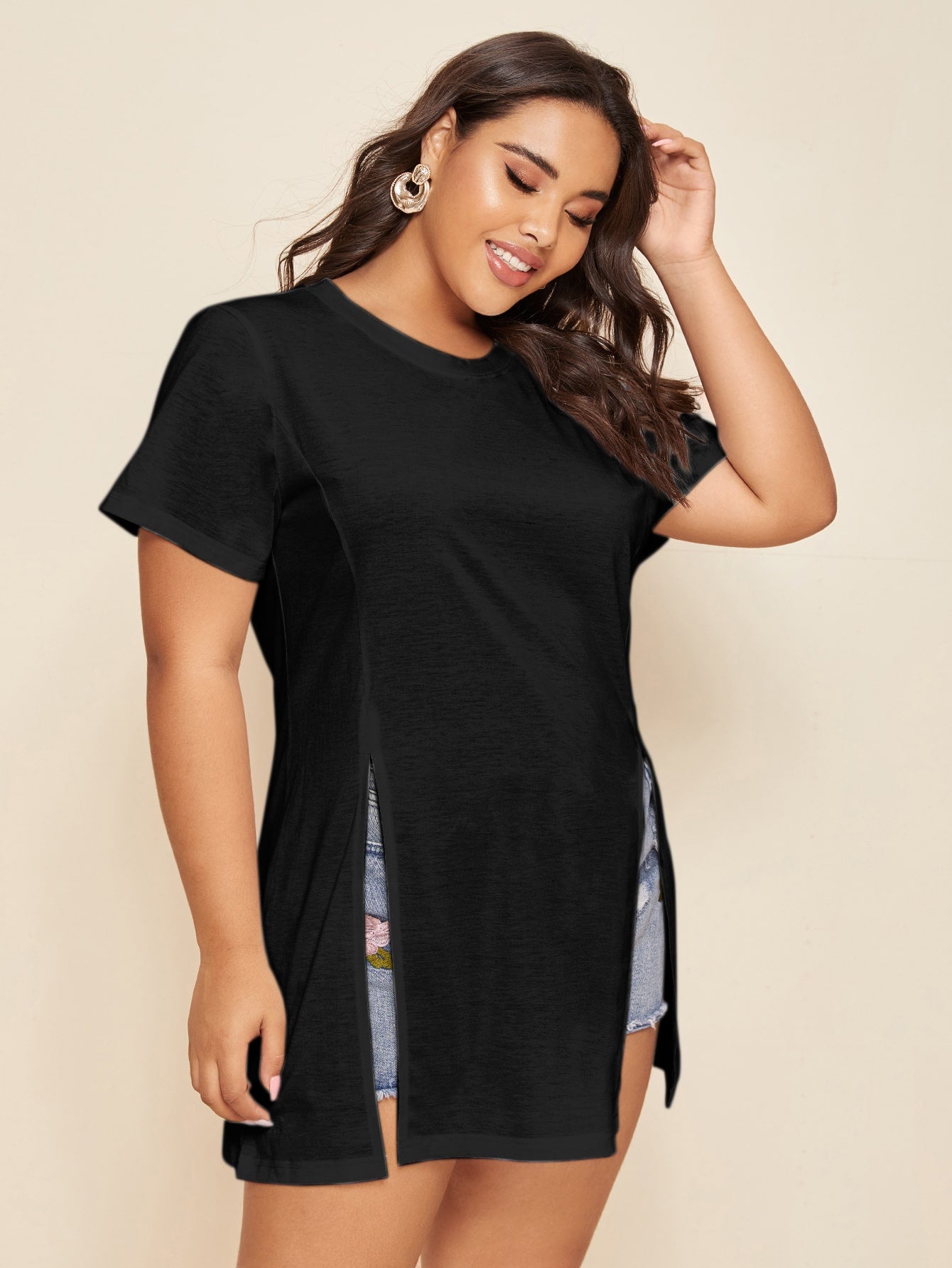 Plus Split Hem Longline Tee