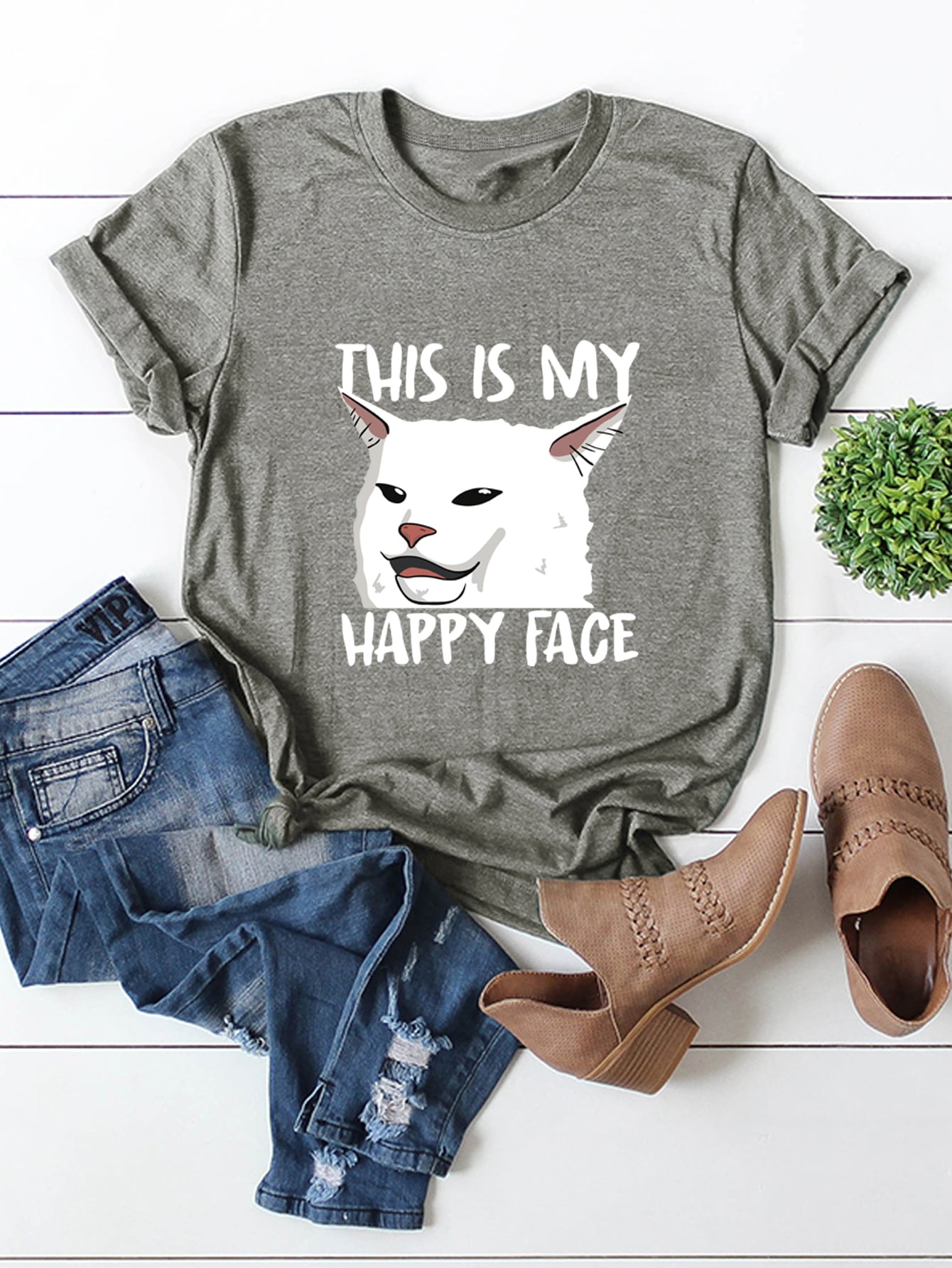 Slogan & Cartoon Graphic Tee