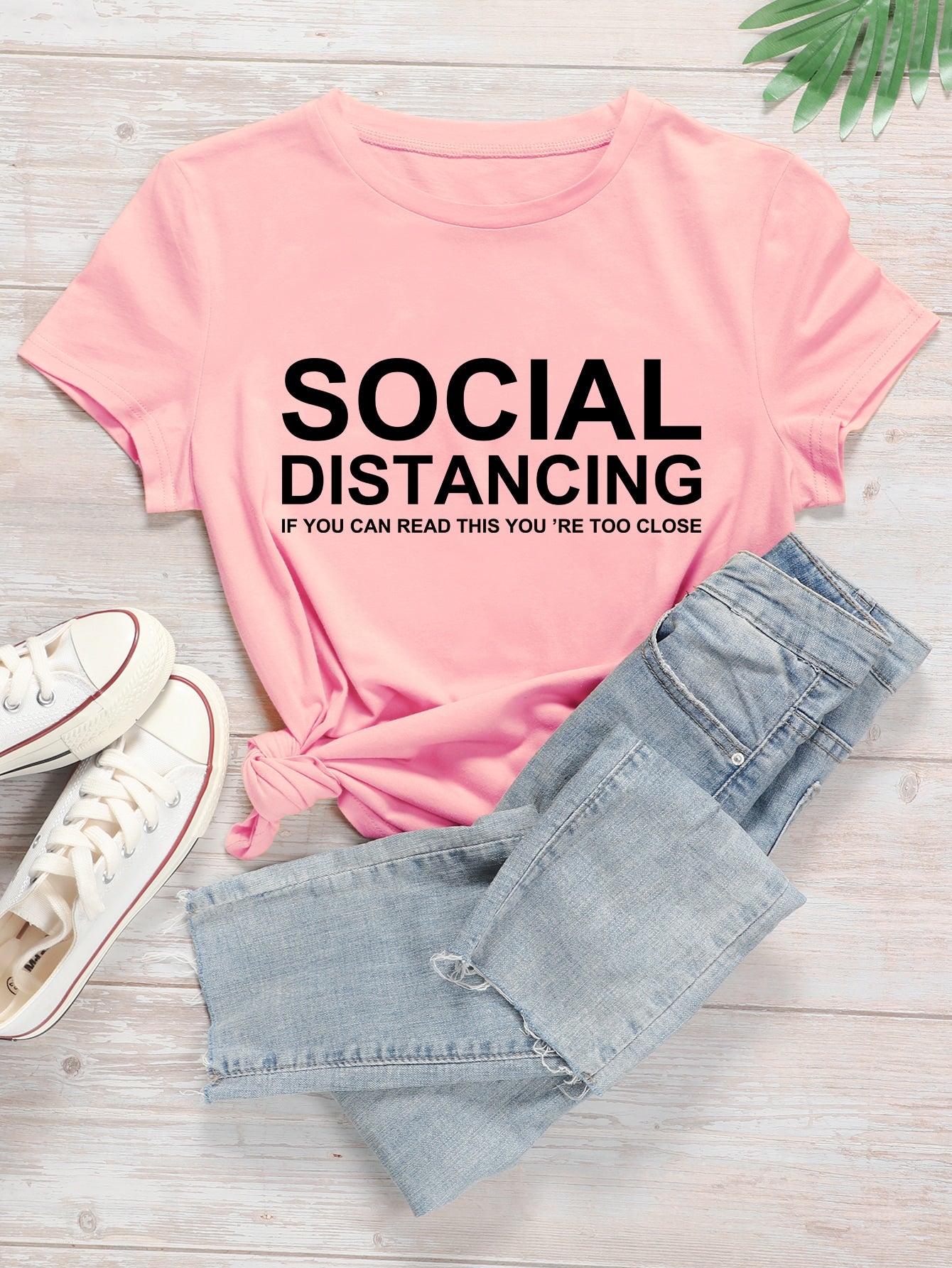 Slogan Graphic Crew Neck Tee