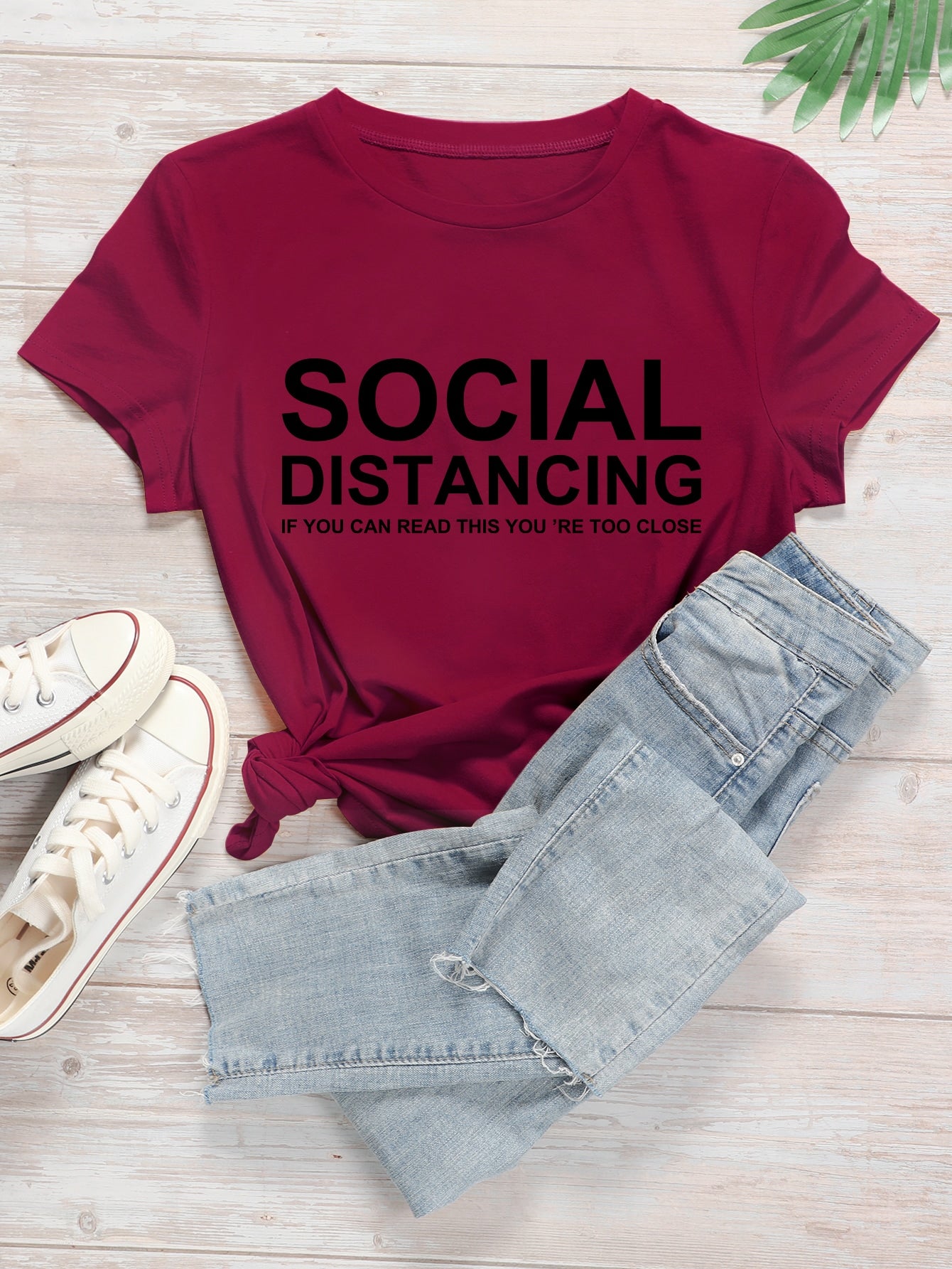 Slogan Graphic Crew Neck Tee