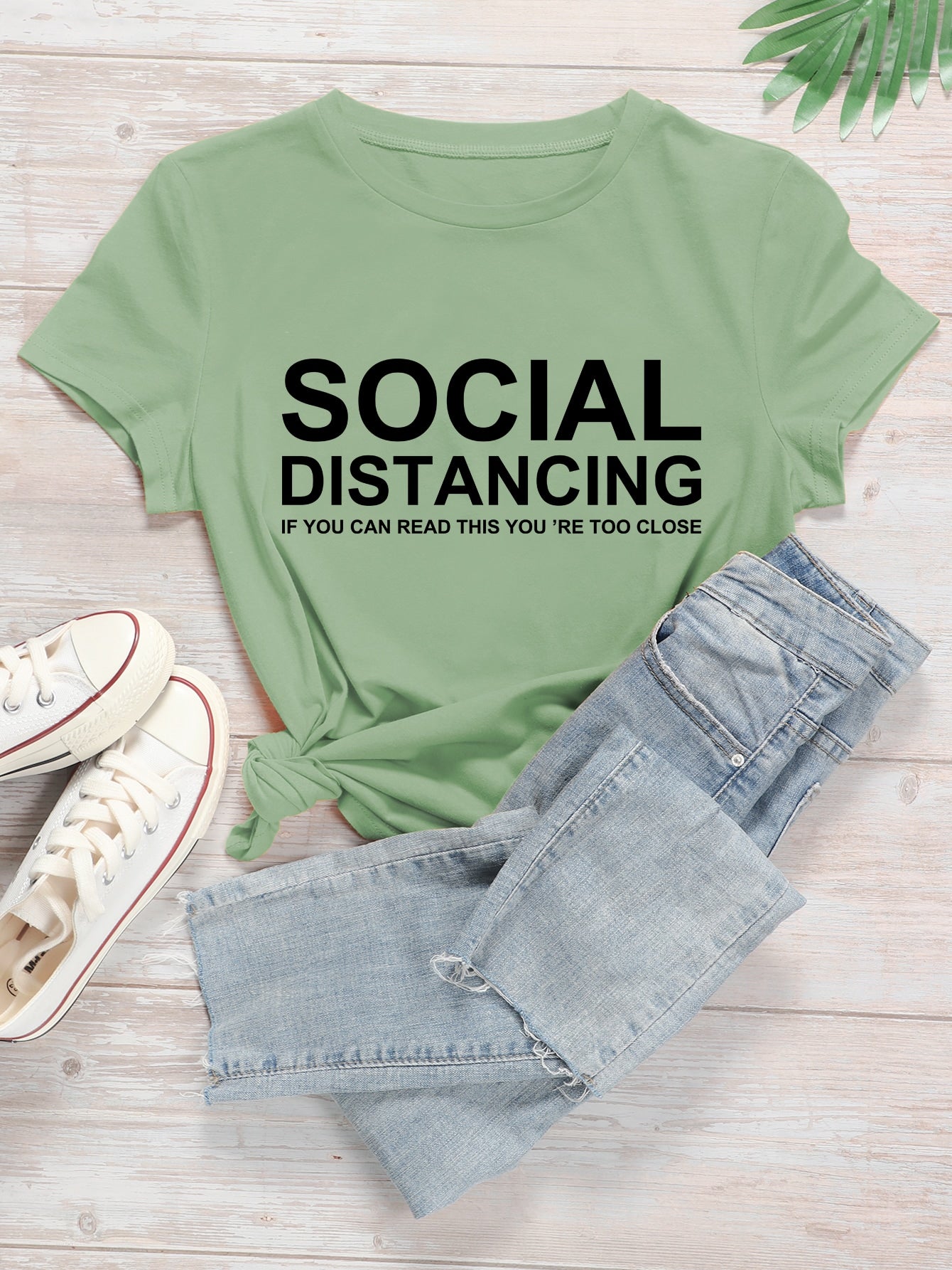 Slogan Graphic Crew Neck Tee