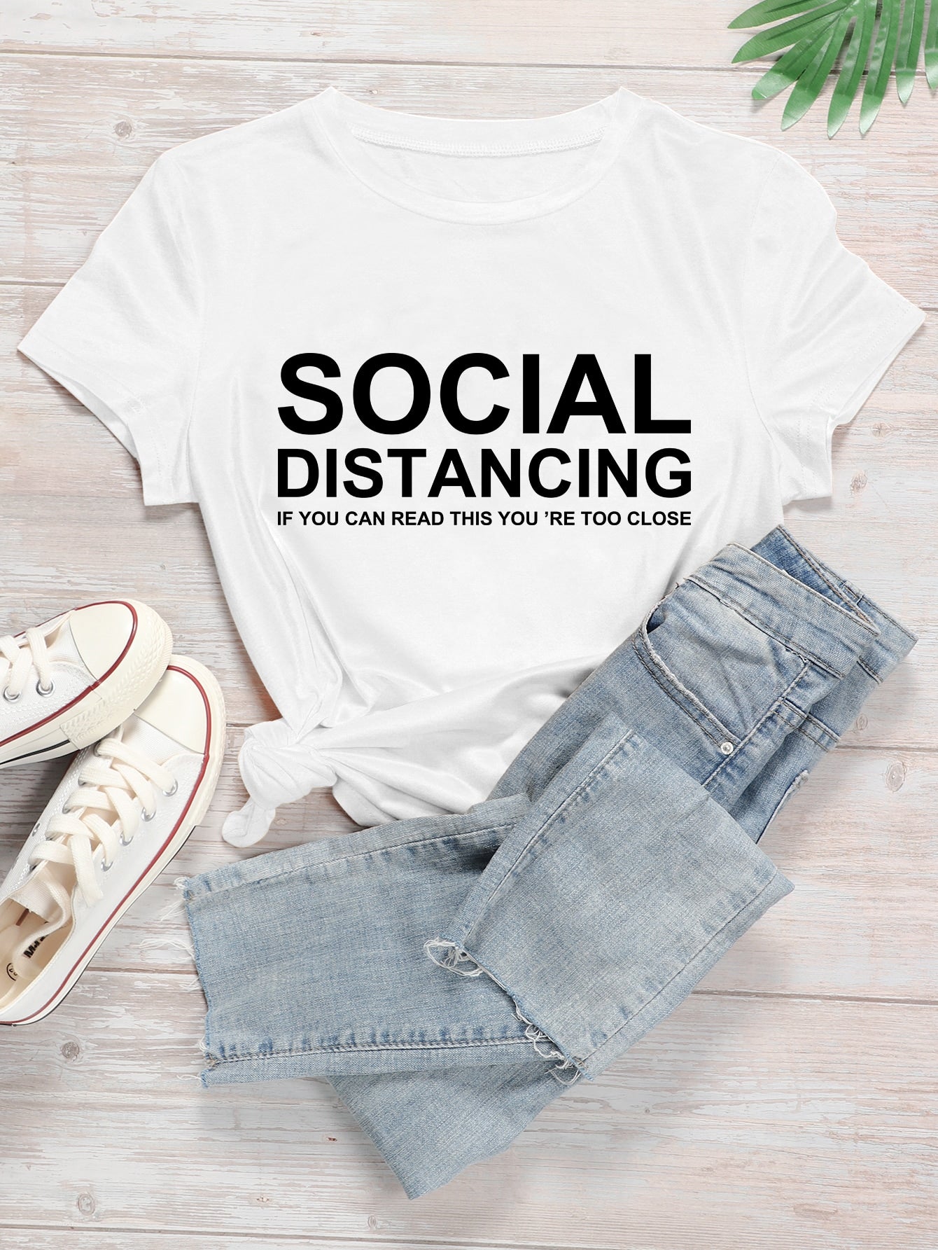 Slogan Graphic Crew Neck Tee