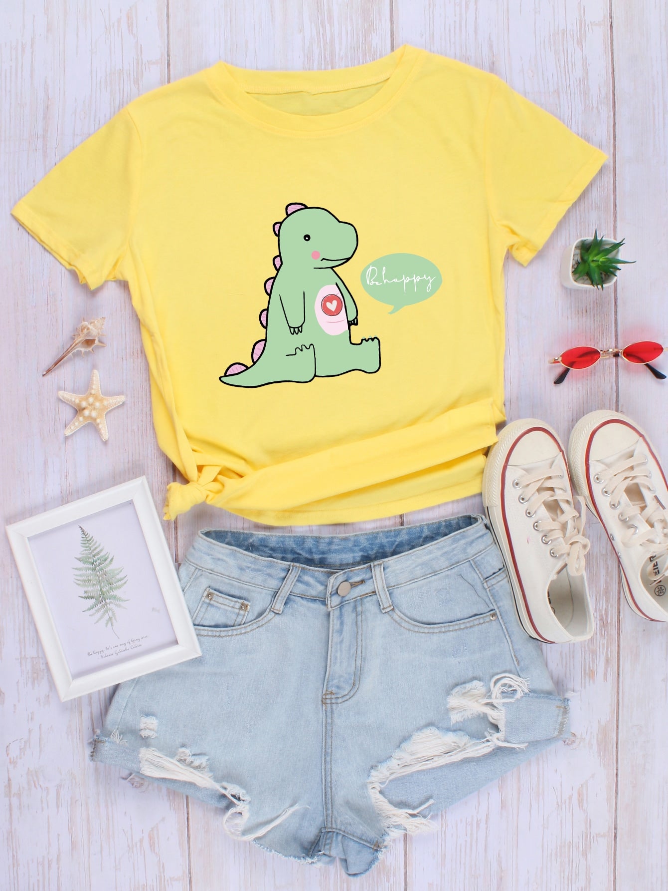 Slogan & Cartoon Graphic Tee