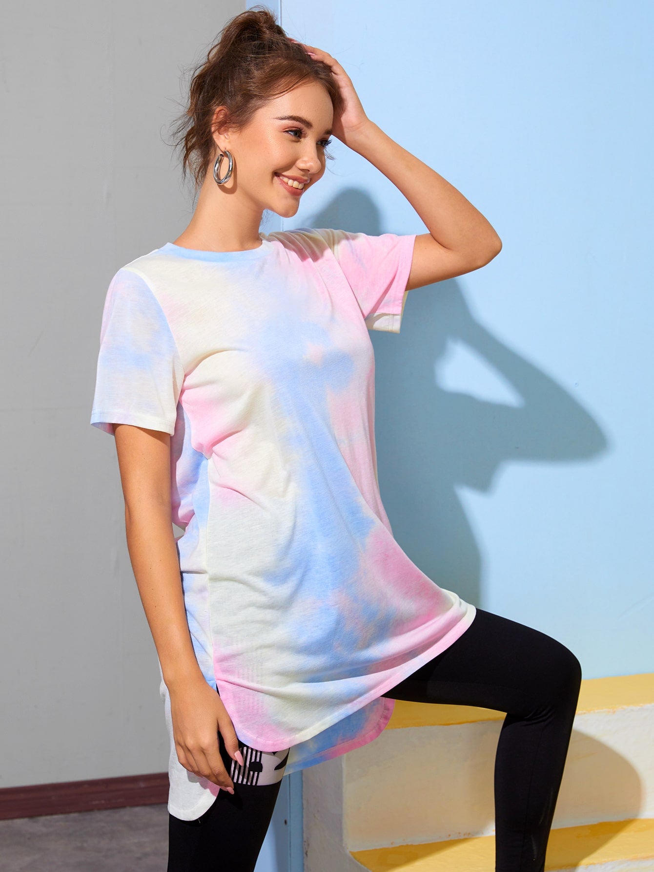 Tie Dye High Low Hem Longline Tee