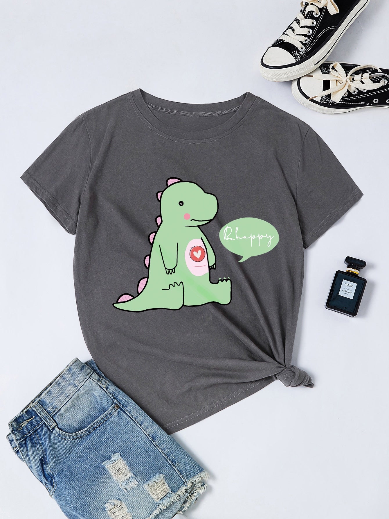 Slogan & Cartoon Graphic Tee