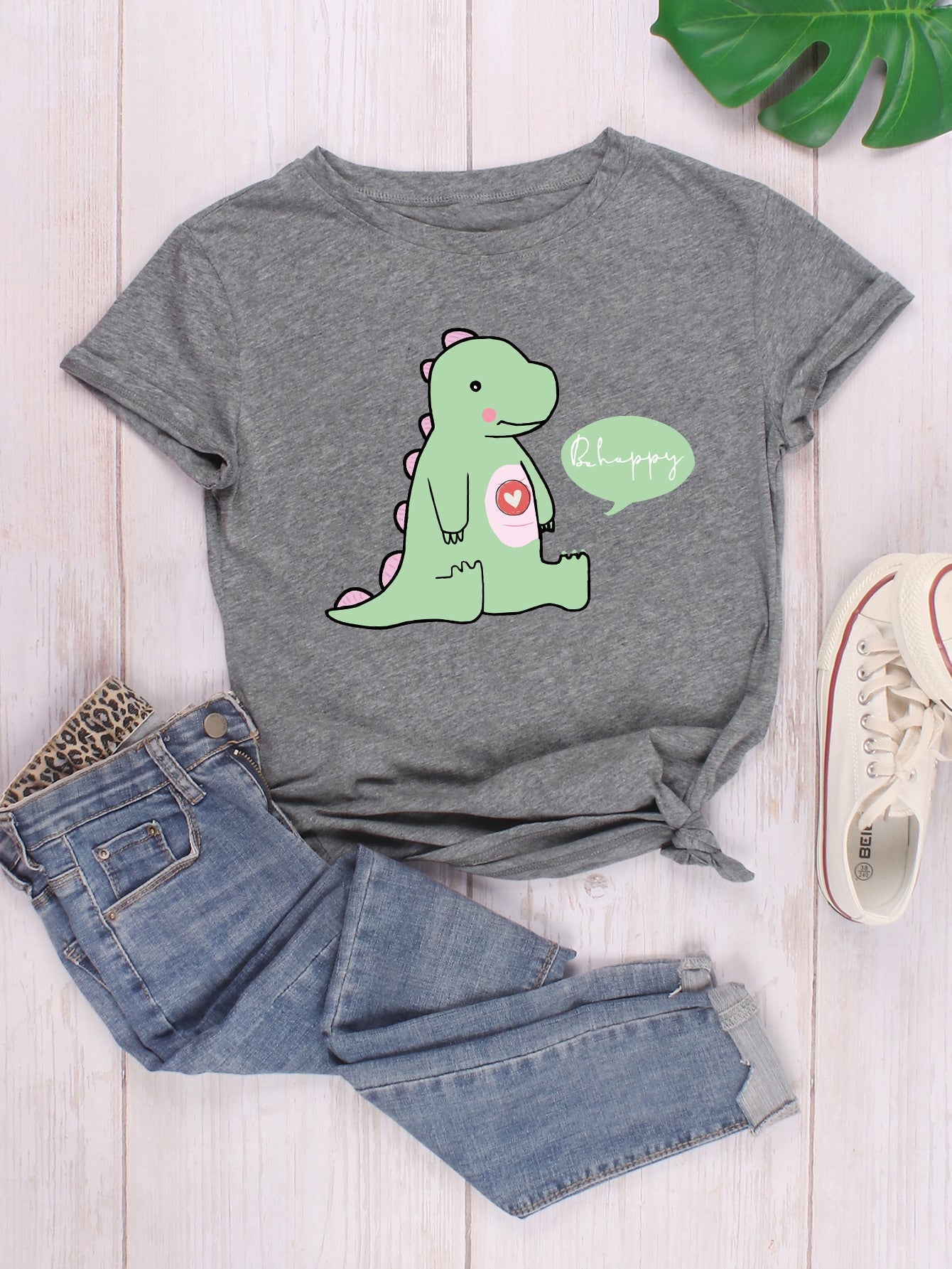 Slogan & Cartoon Graphic Tee