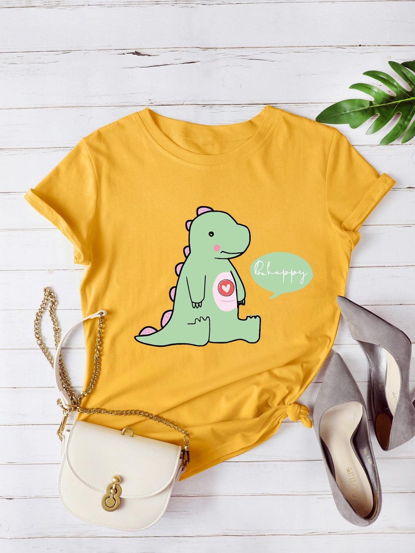 Slogan & Cartoon Graphic Tee