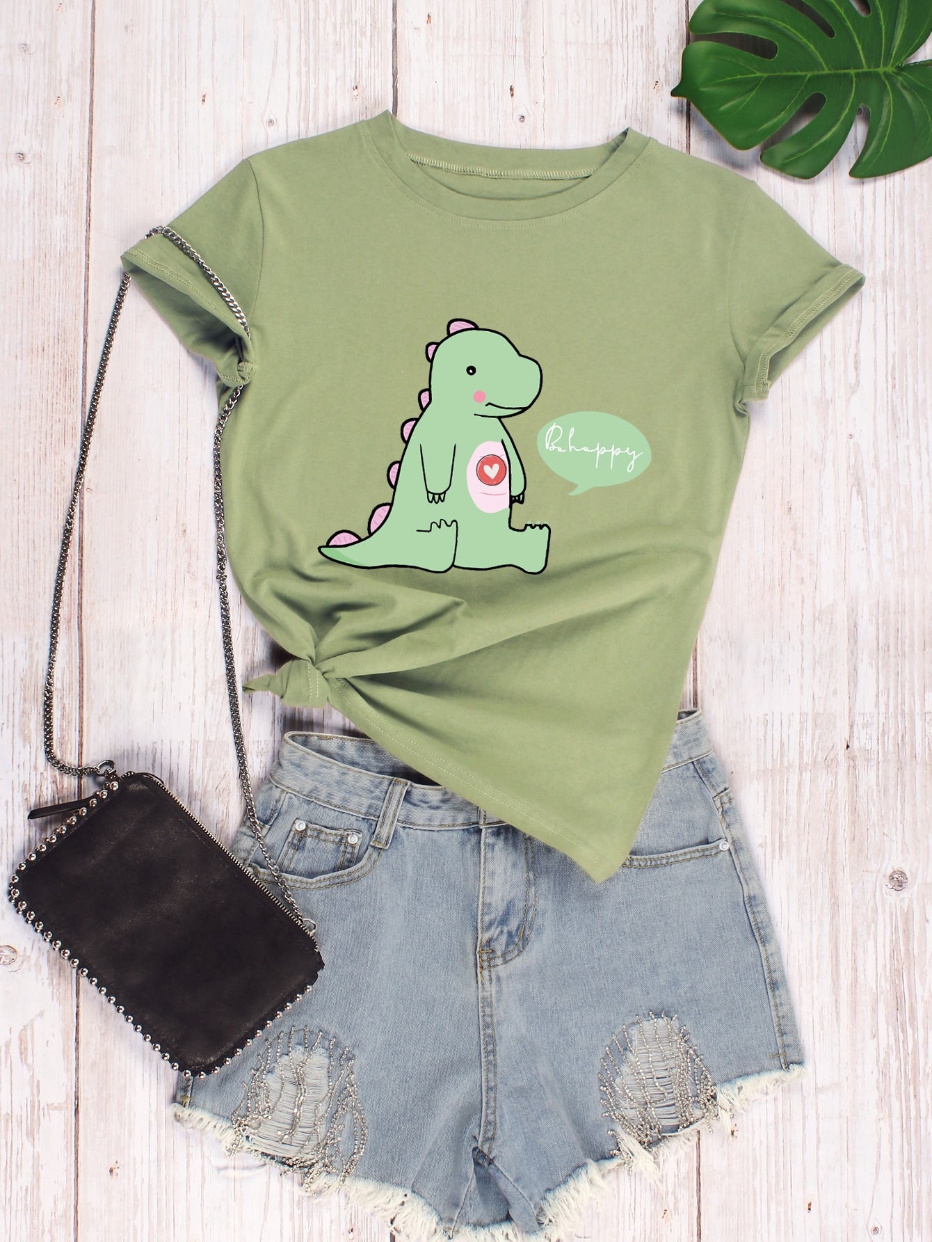 Slogan & Cartoon Graphic Tee