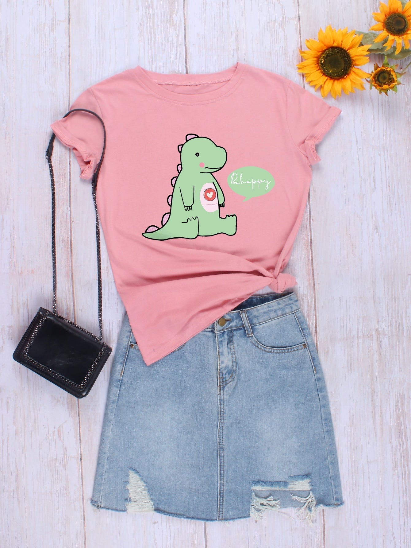 Slogan & Cartoon Graphic Tee