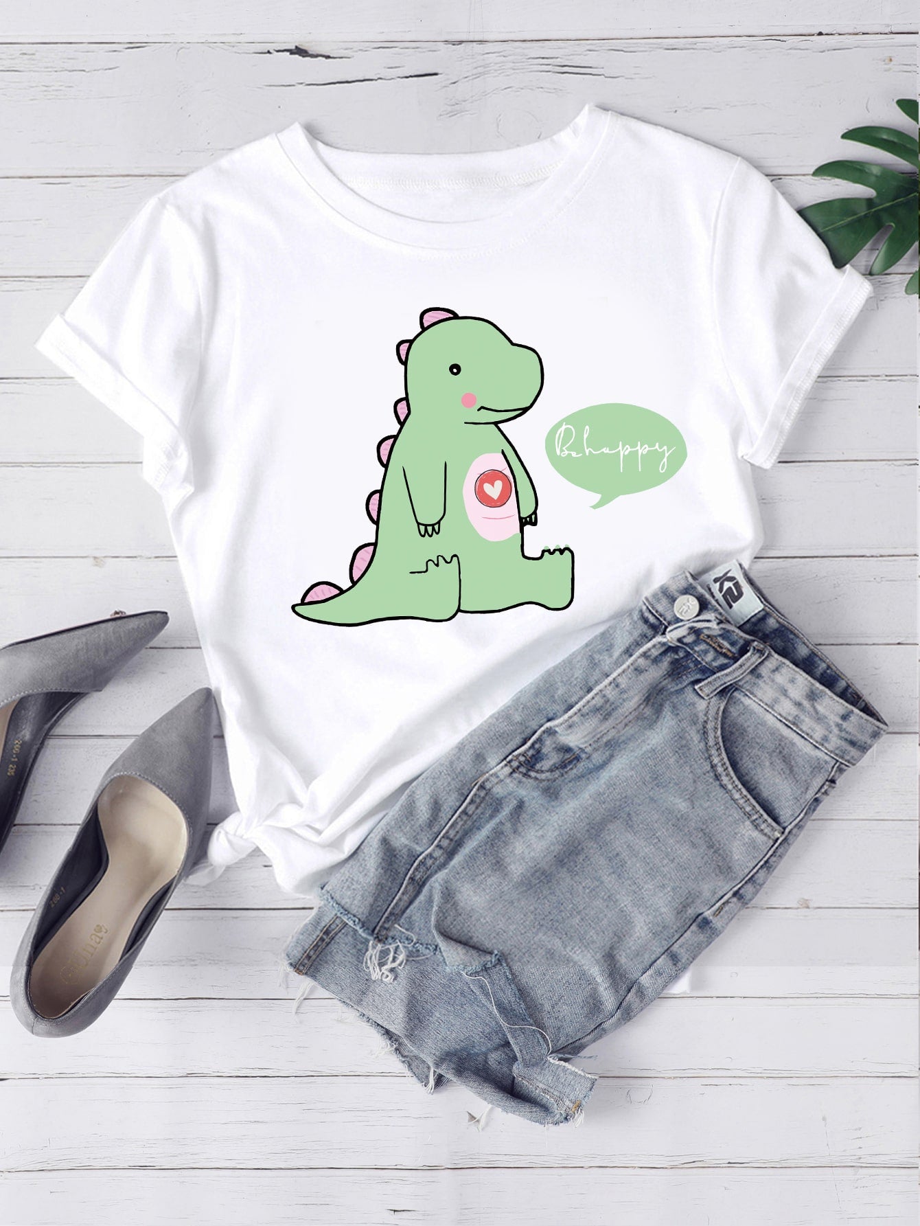 Slogan & Cartoon Graphic Tee