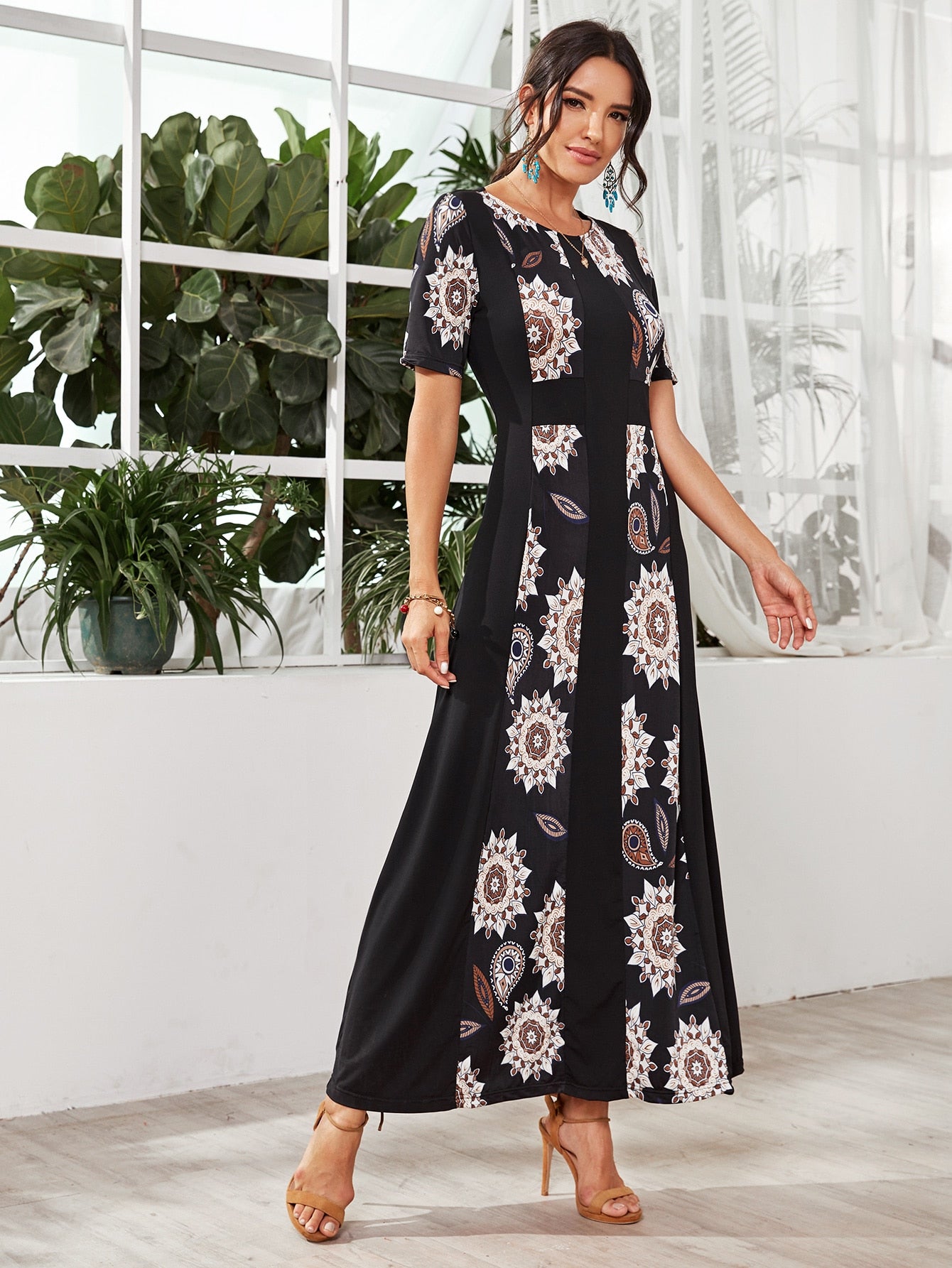 Paisley And Tribal Print A-line Dress