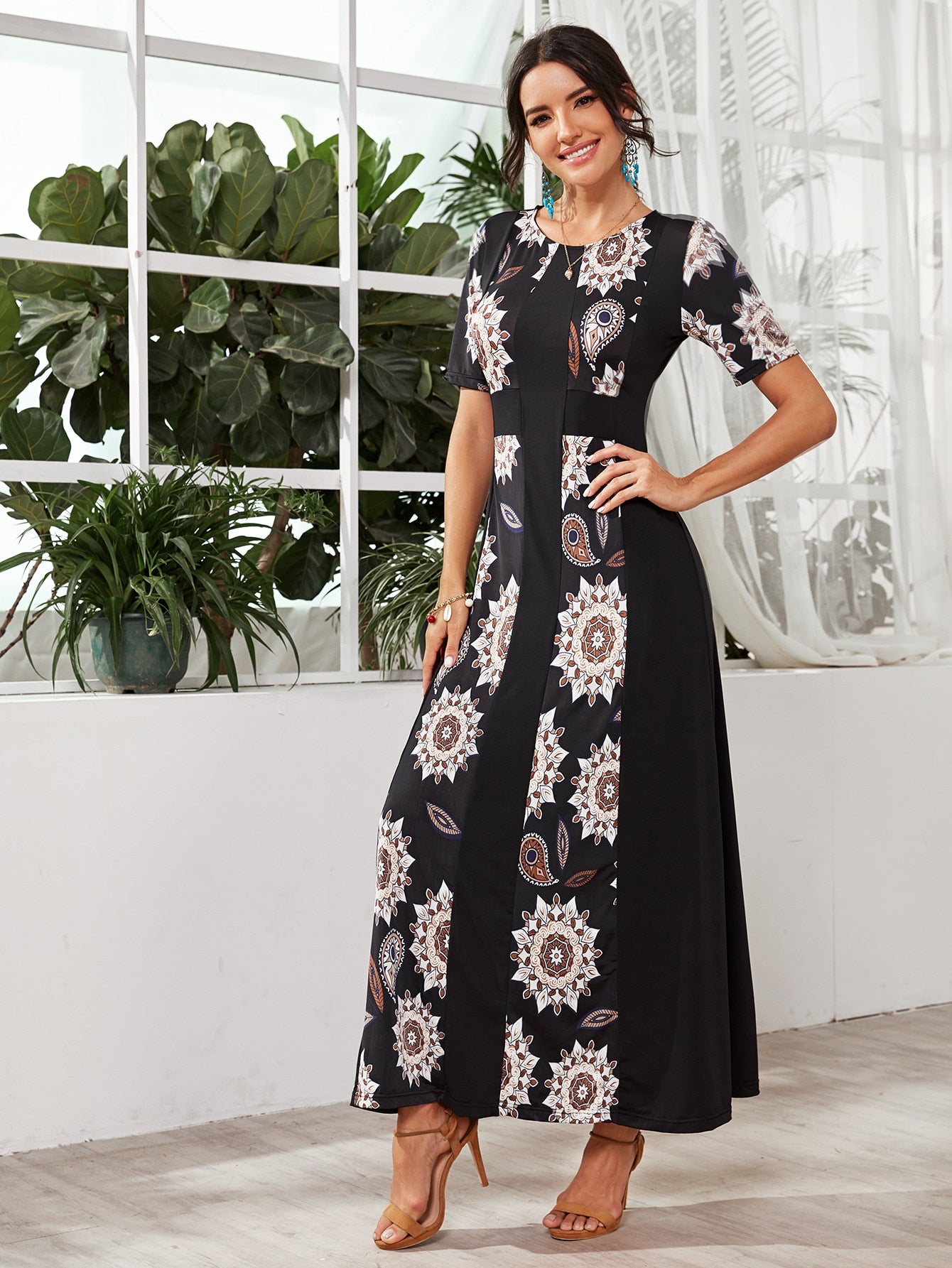 Paisley And Tribal Print A-line Dress