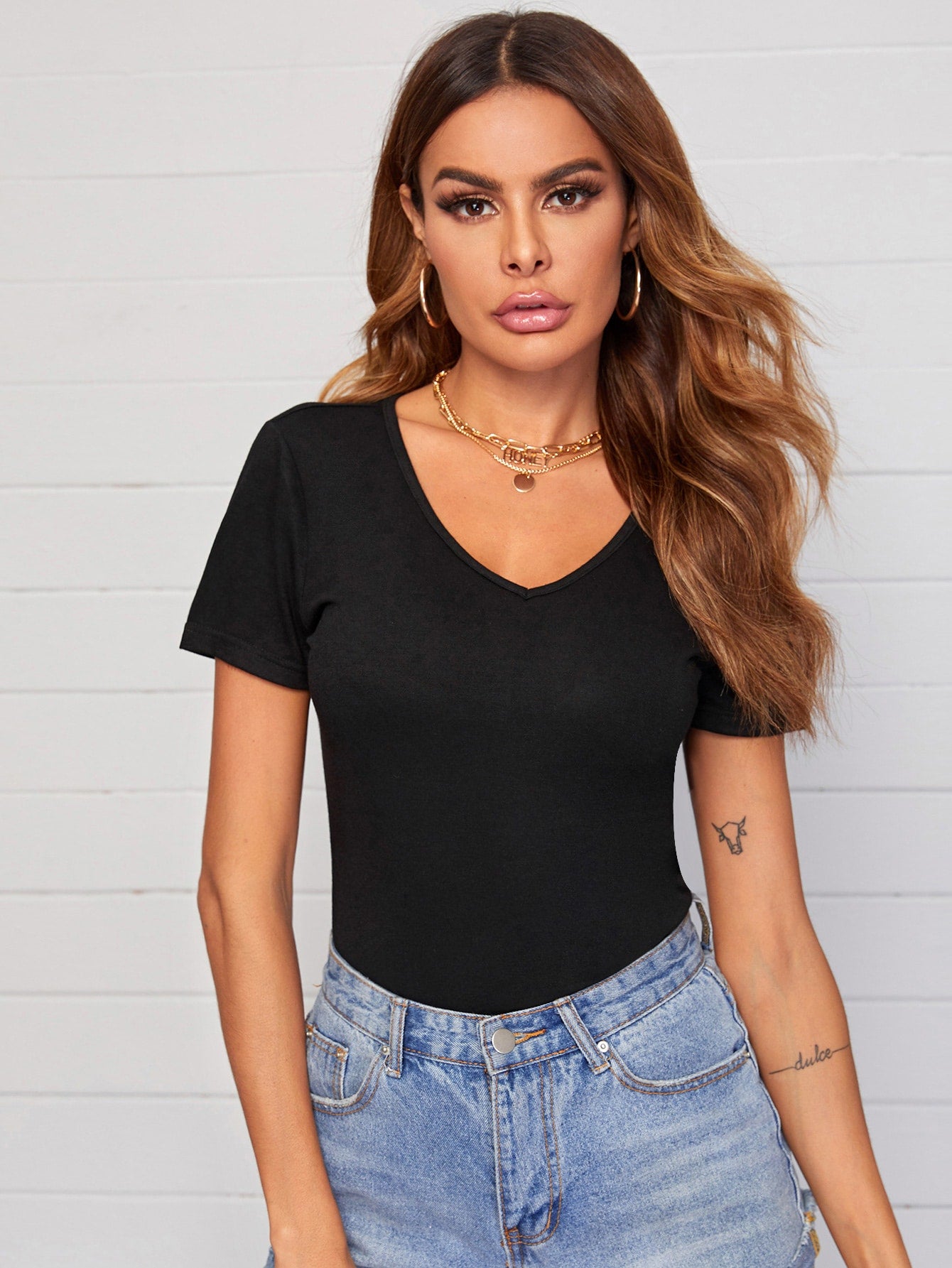 V-neck Solid Tee