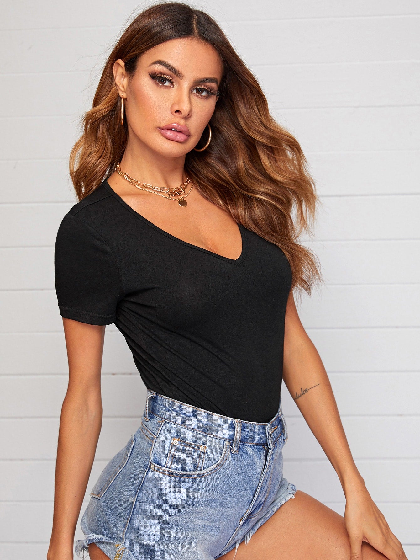 V-neck Solid Tee