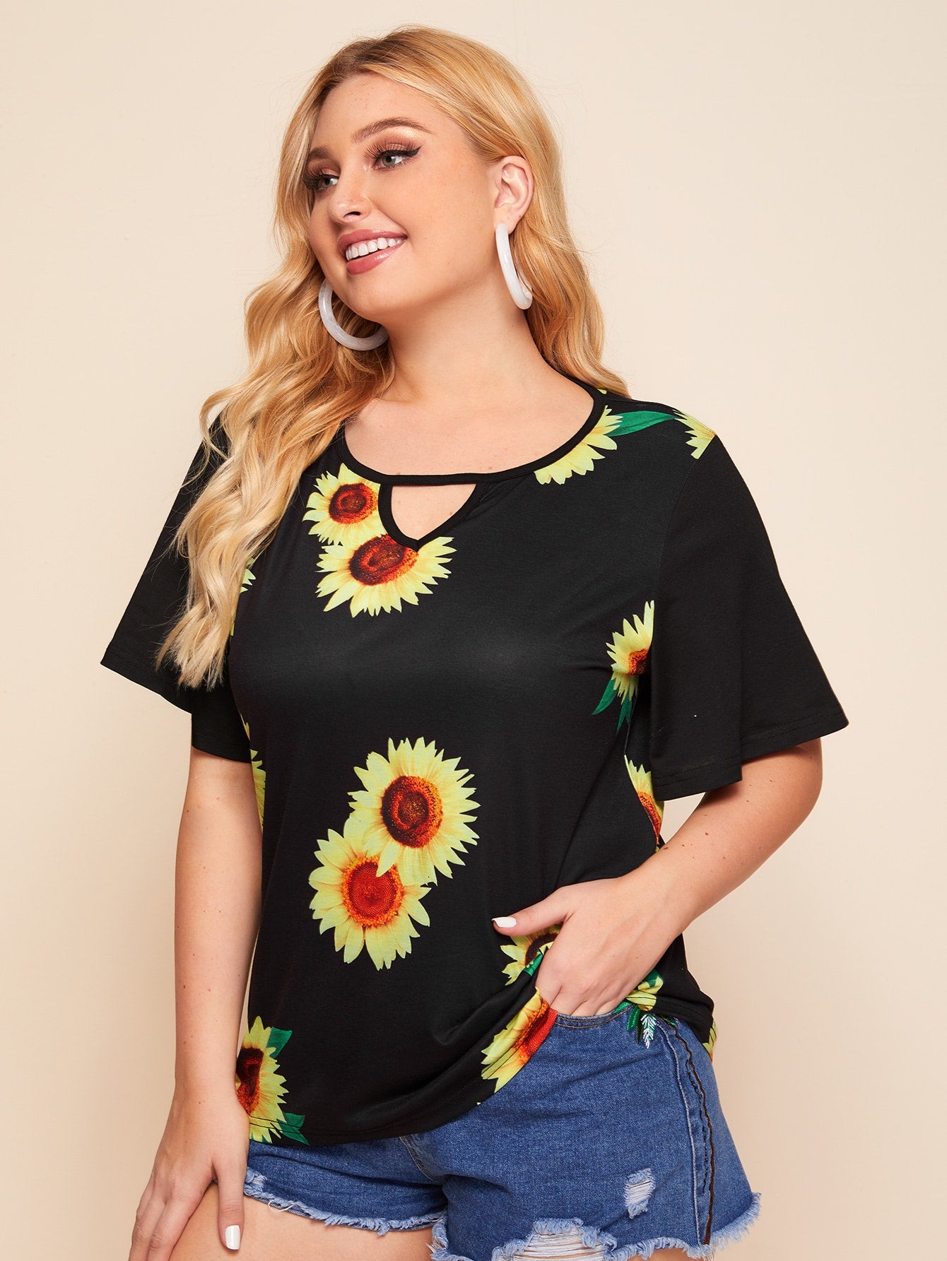 Plus Sunflower Print Tee