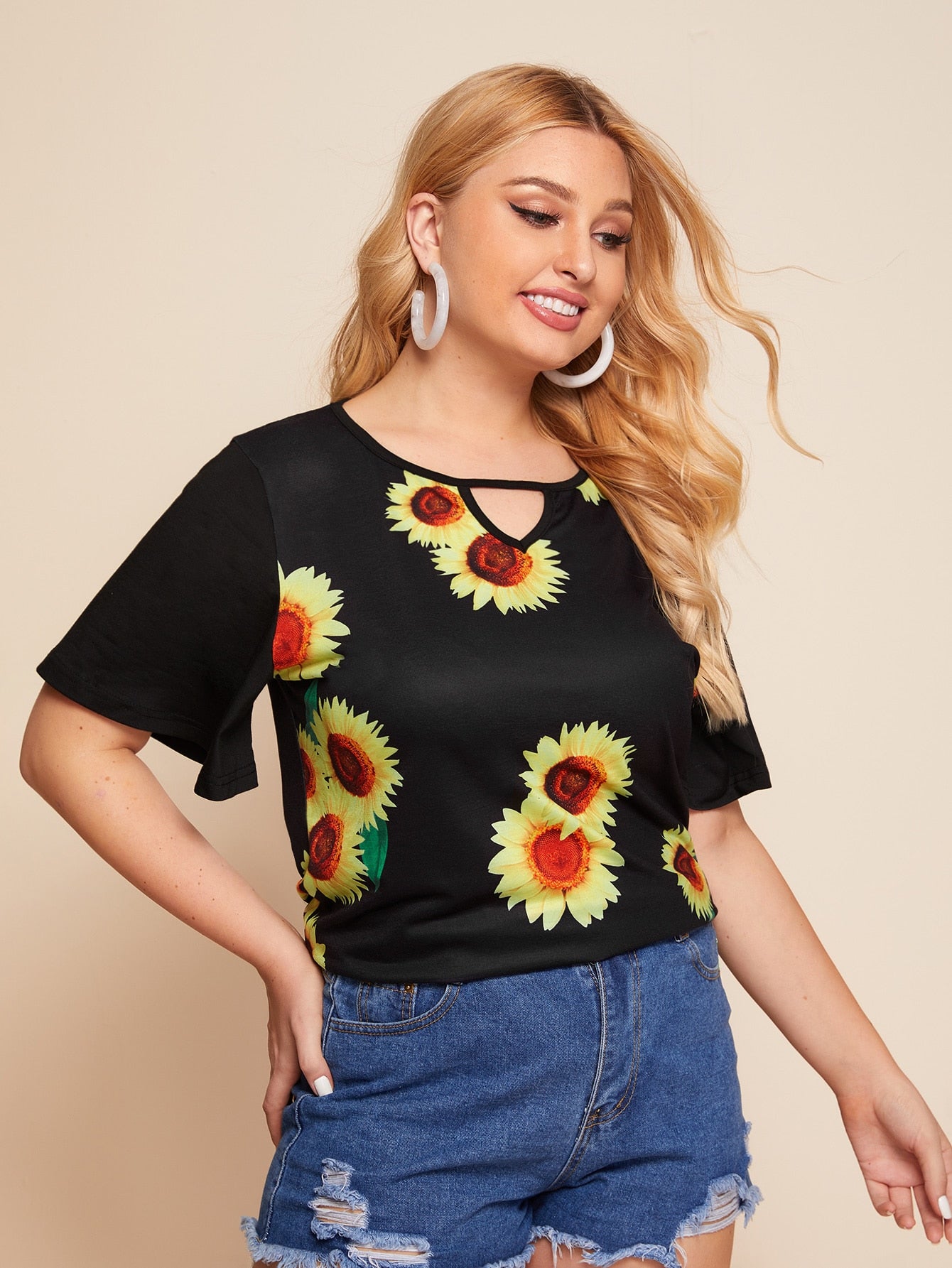 Plus Sunflower Print Tee
