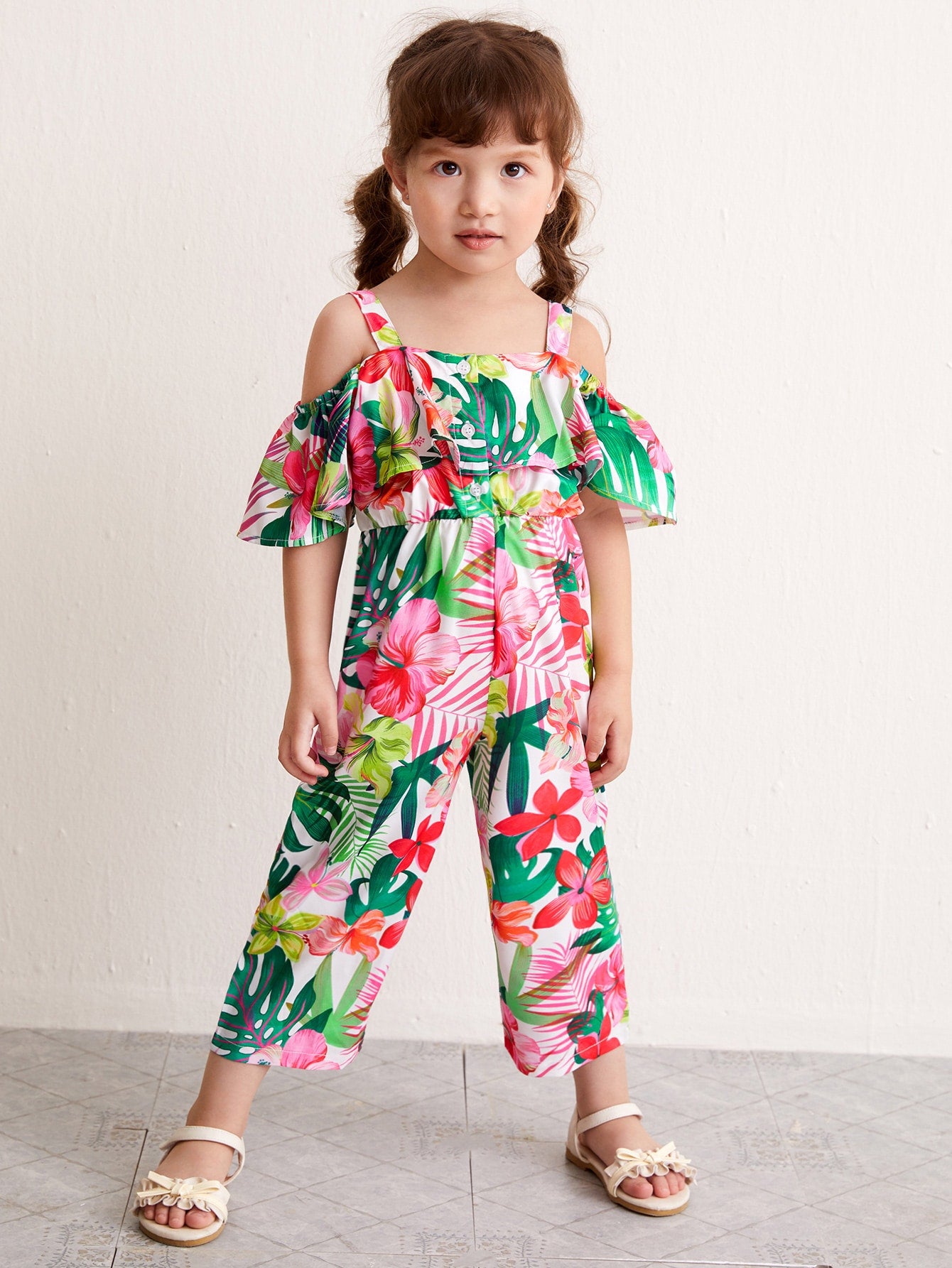 Girls cold 2025 shoulder jumpsuit