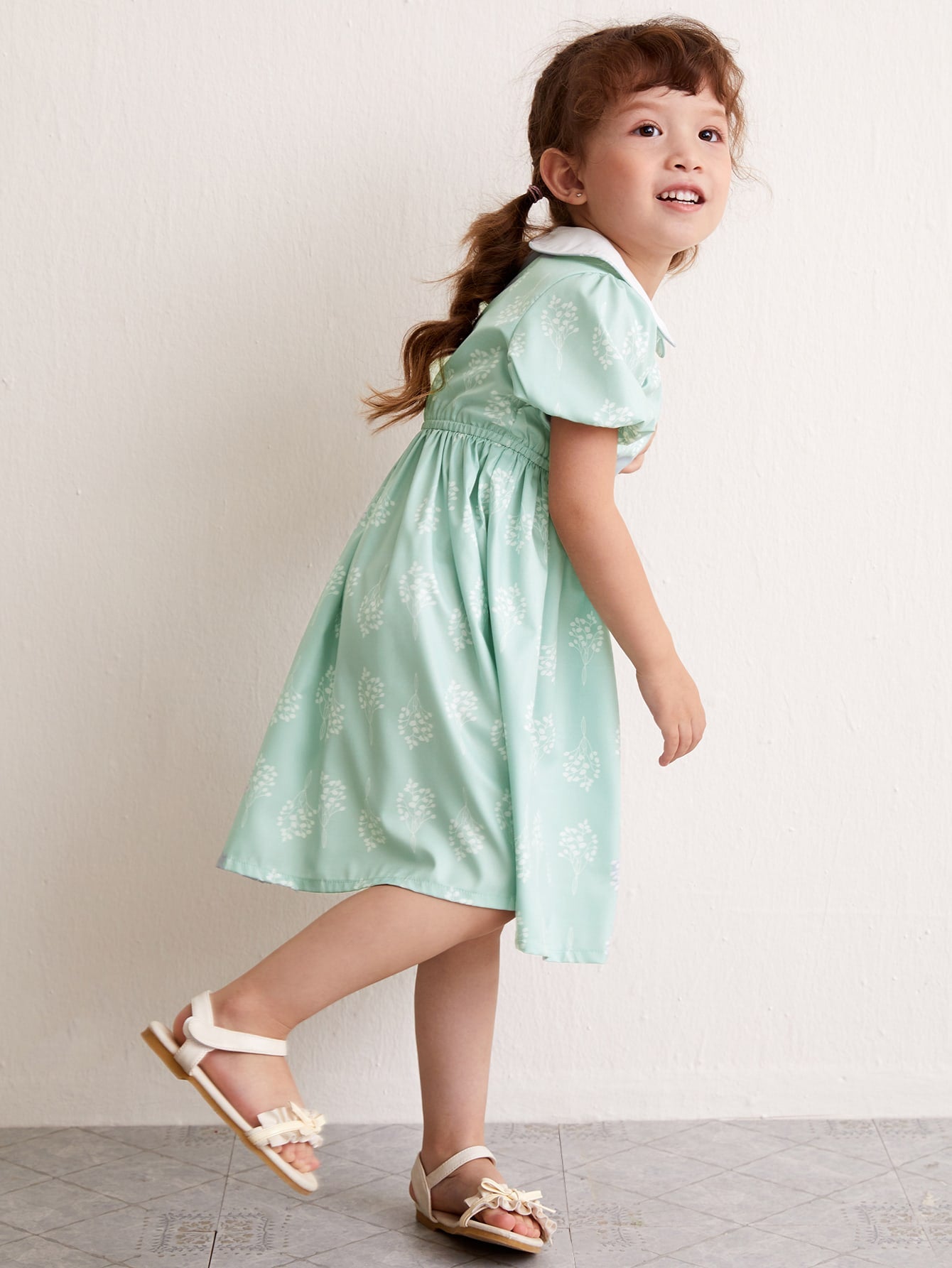Toddler Girls Allover Floral Puff Sleeve Dress