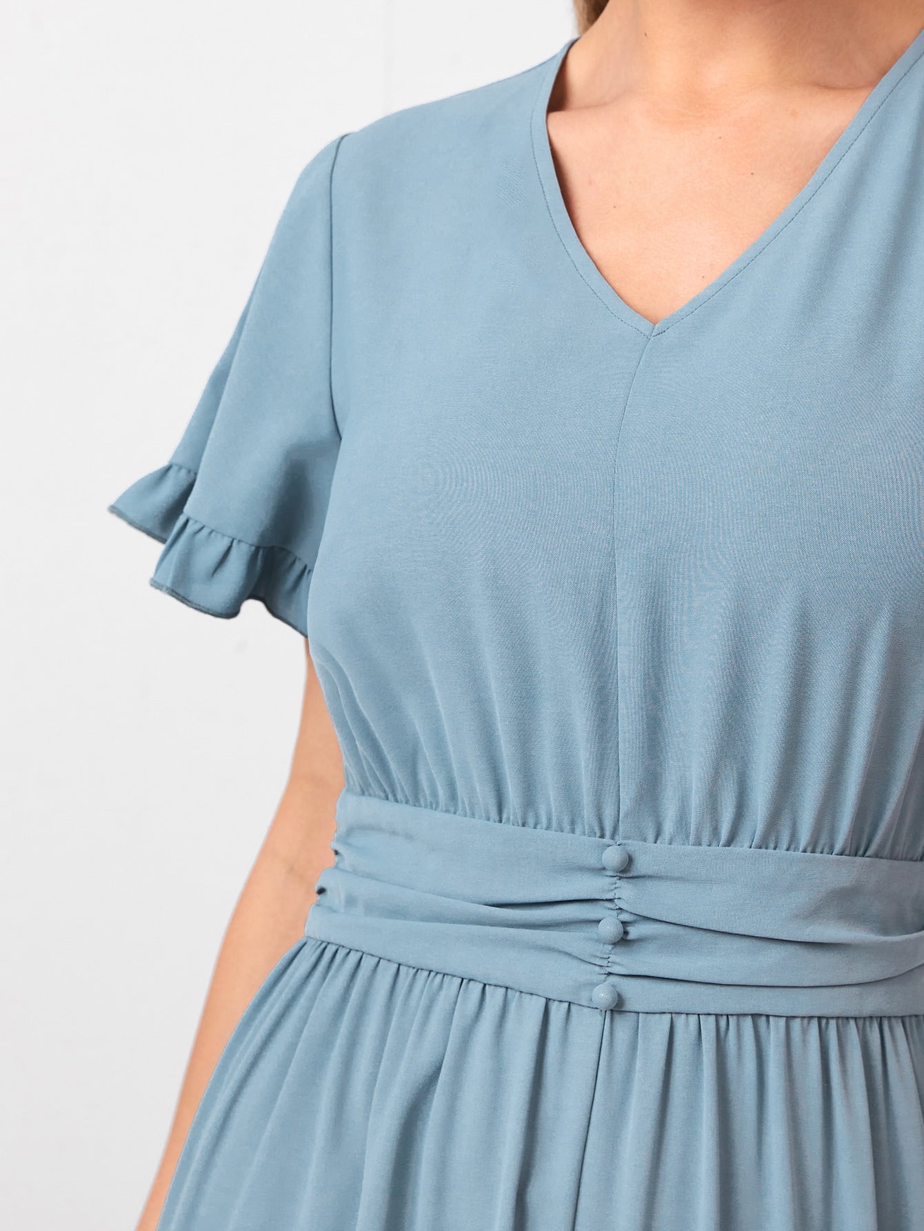 Flounce Hem Button Waist Jumpsuit