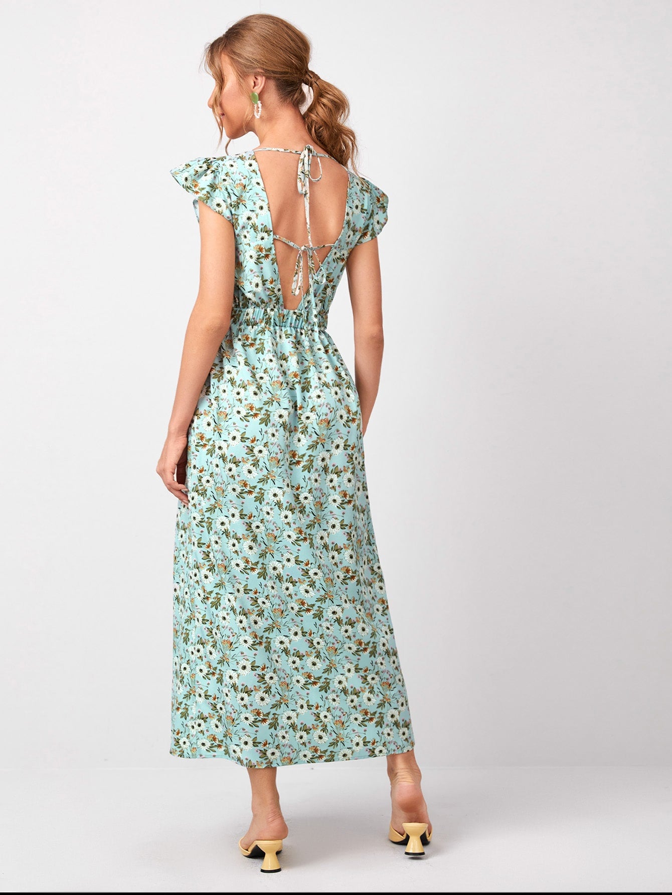 Tie Back Backless A-Line Dress