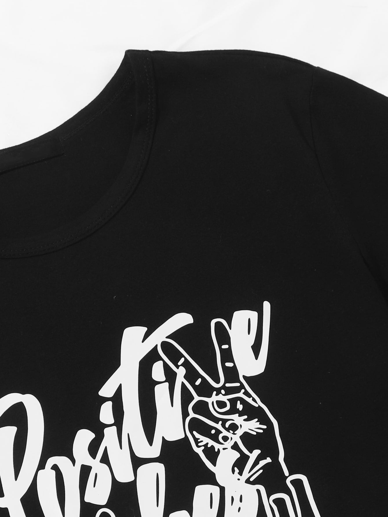 Gesture & Slogan Graphic Tee