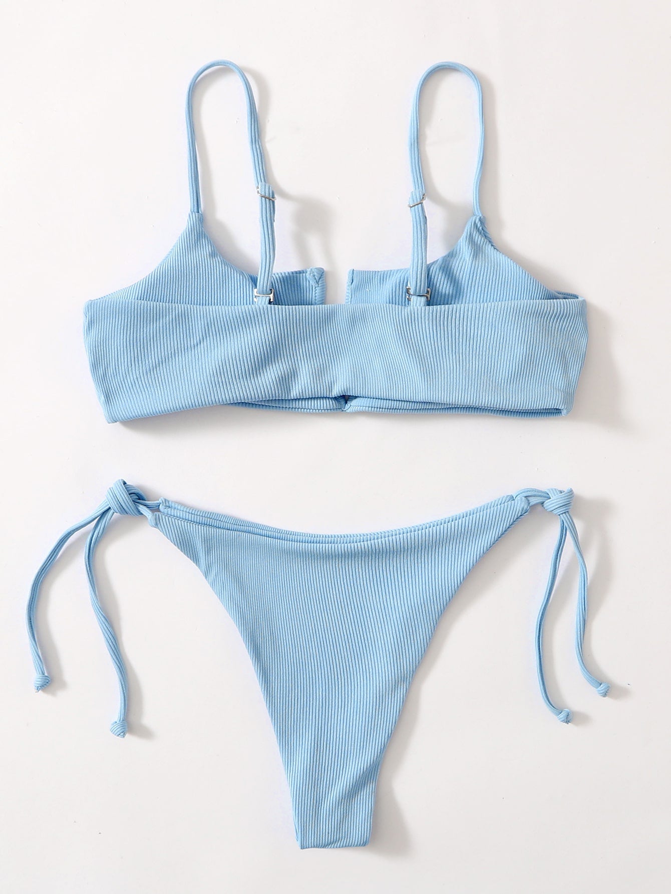 Rib V Wired Tie Side Bikini Swimsuit