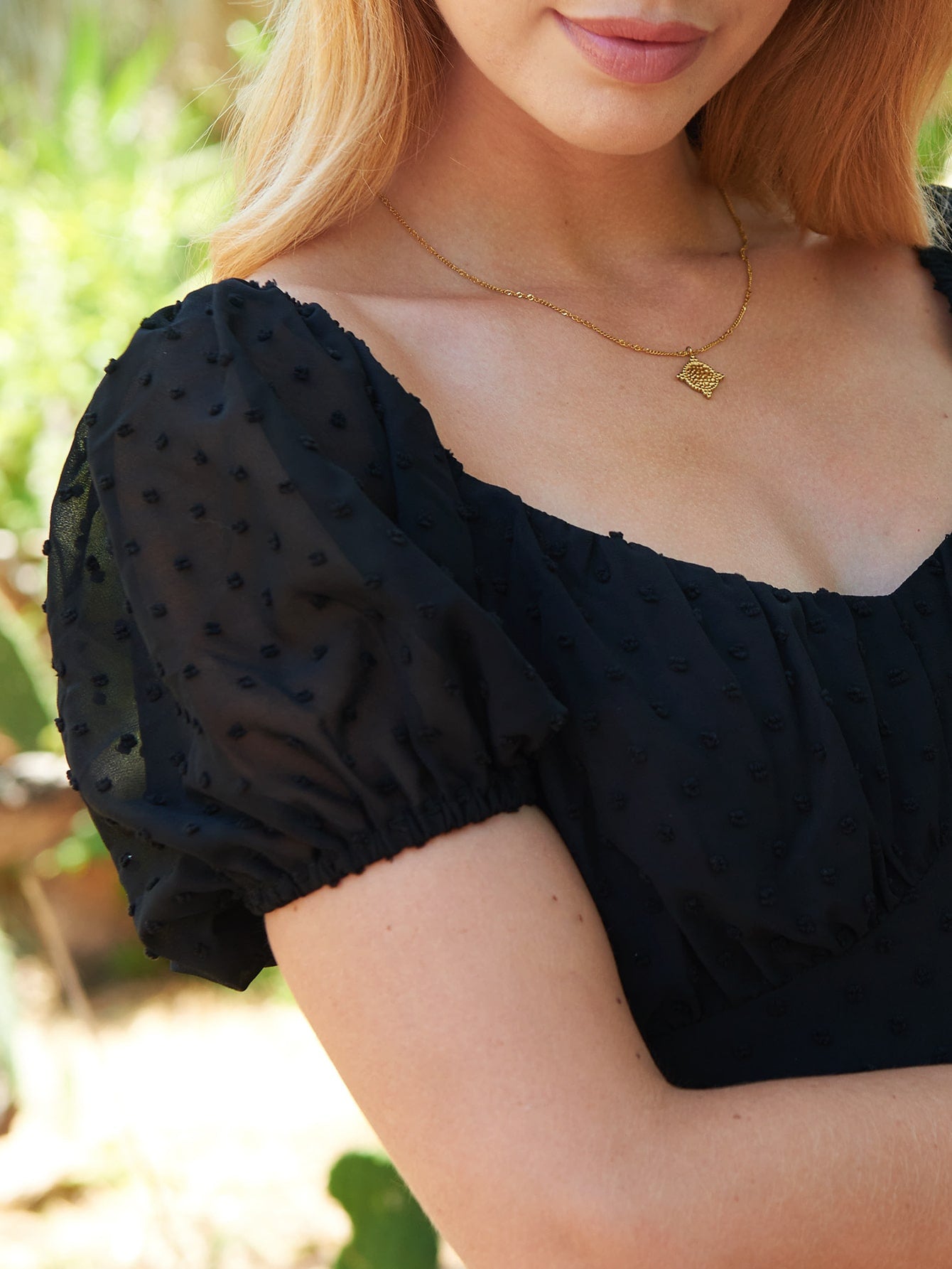 Swiss Dot Puff Sleeve Milkmaid Dress