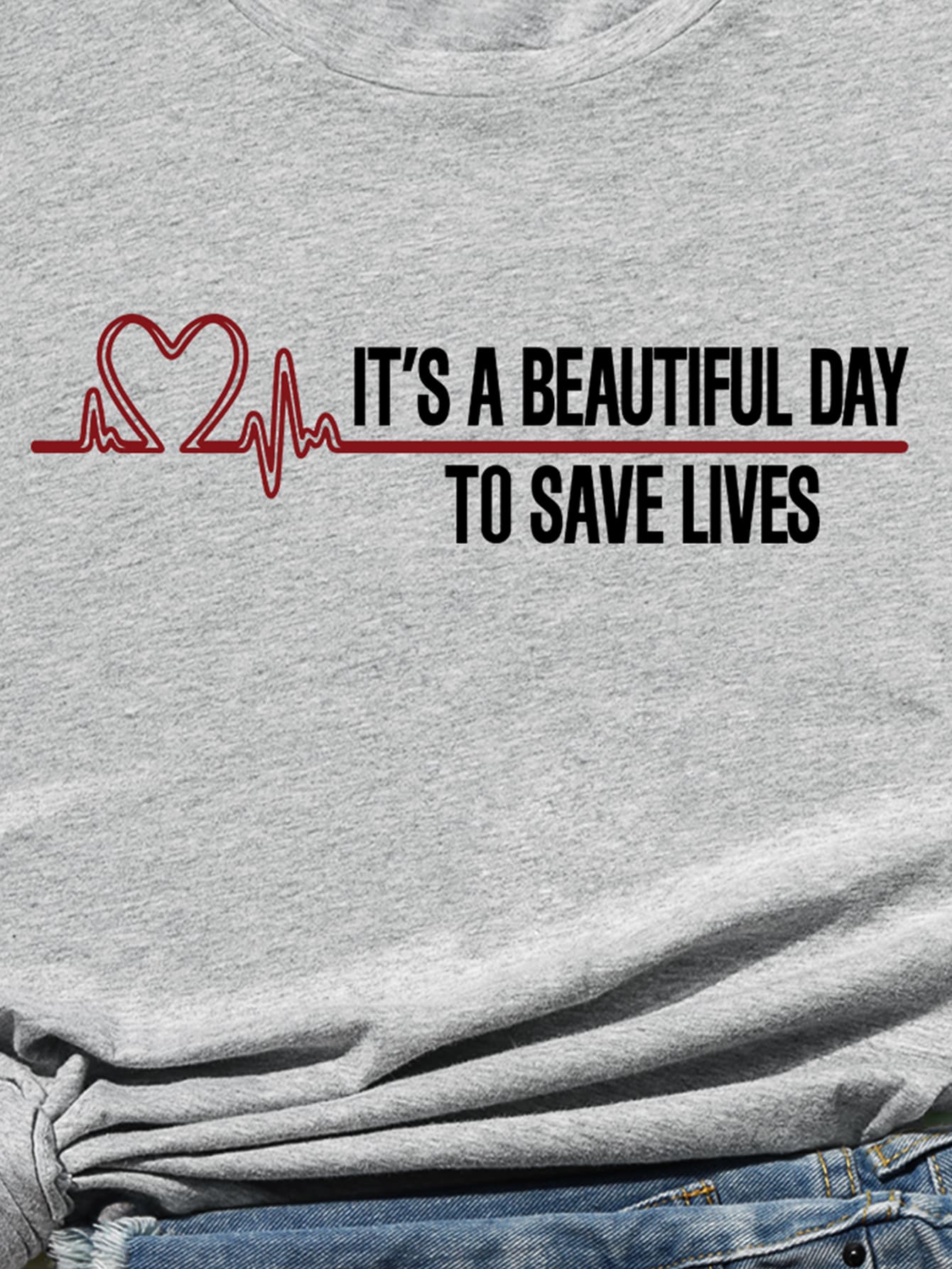 Slogan & Heart Print Tee