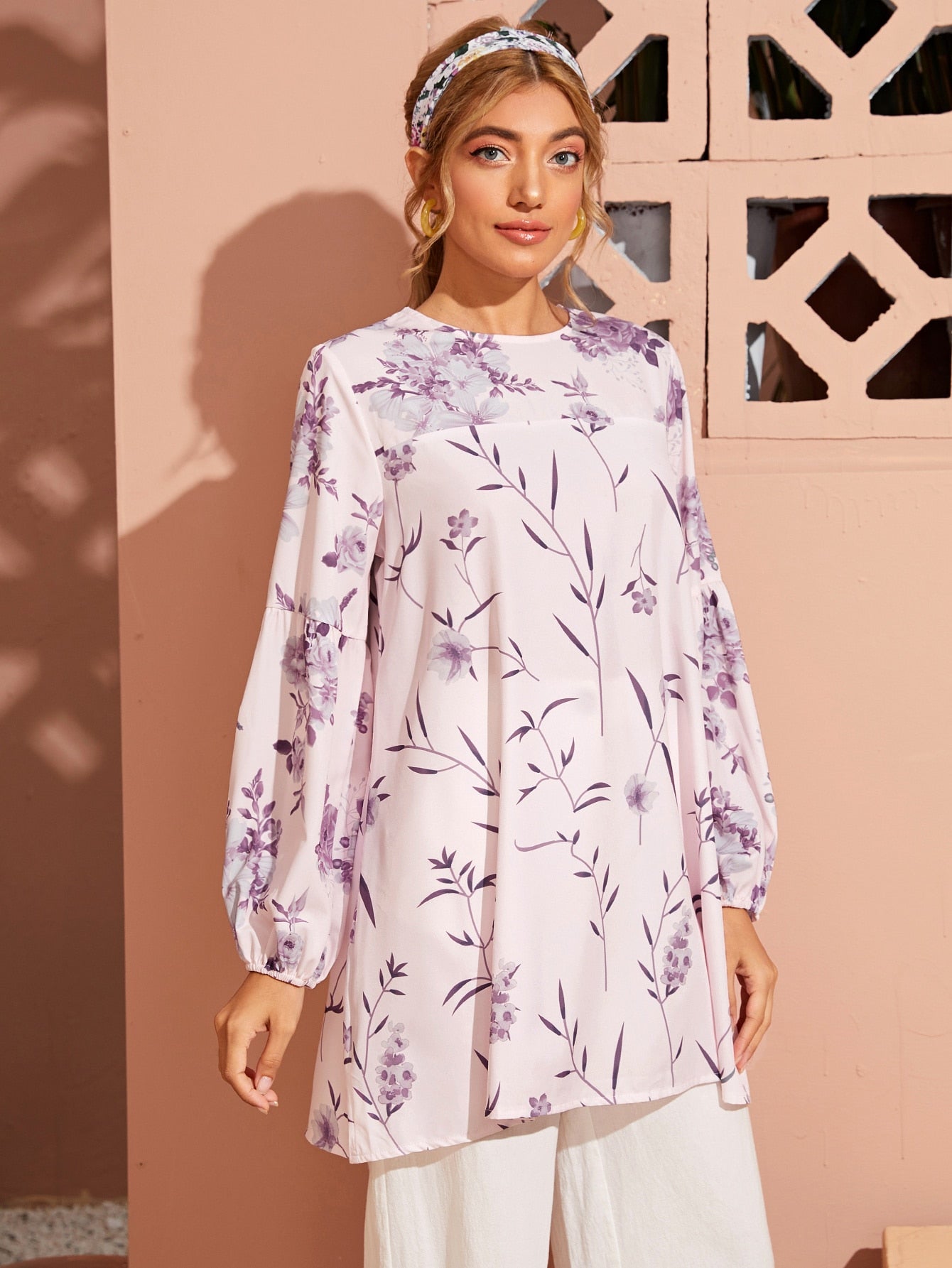 Floral Print Tunic Blouse