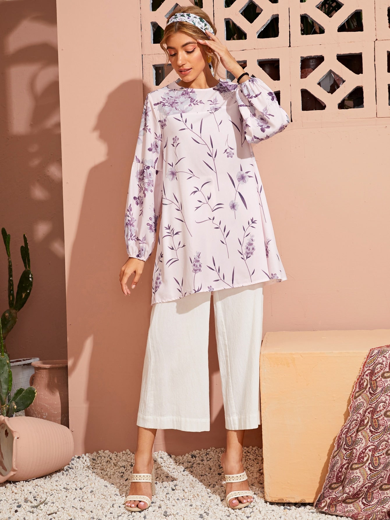 Floral Print Tunic Blouse