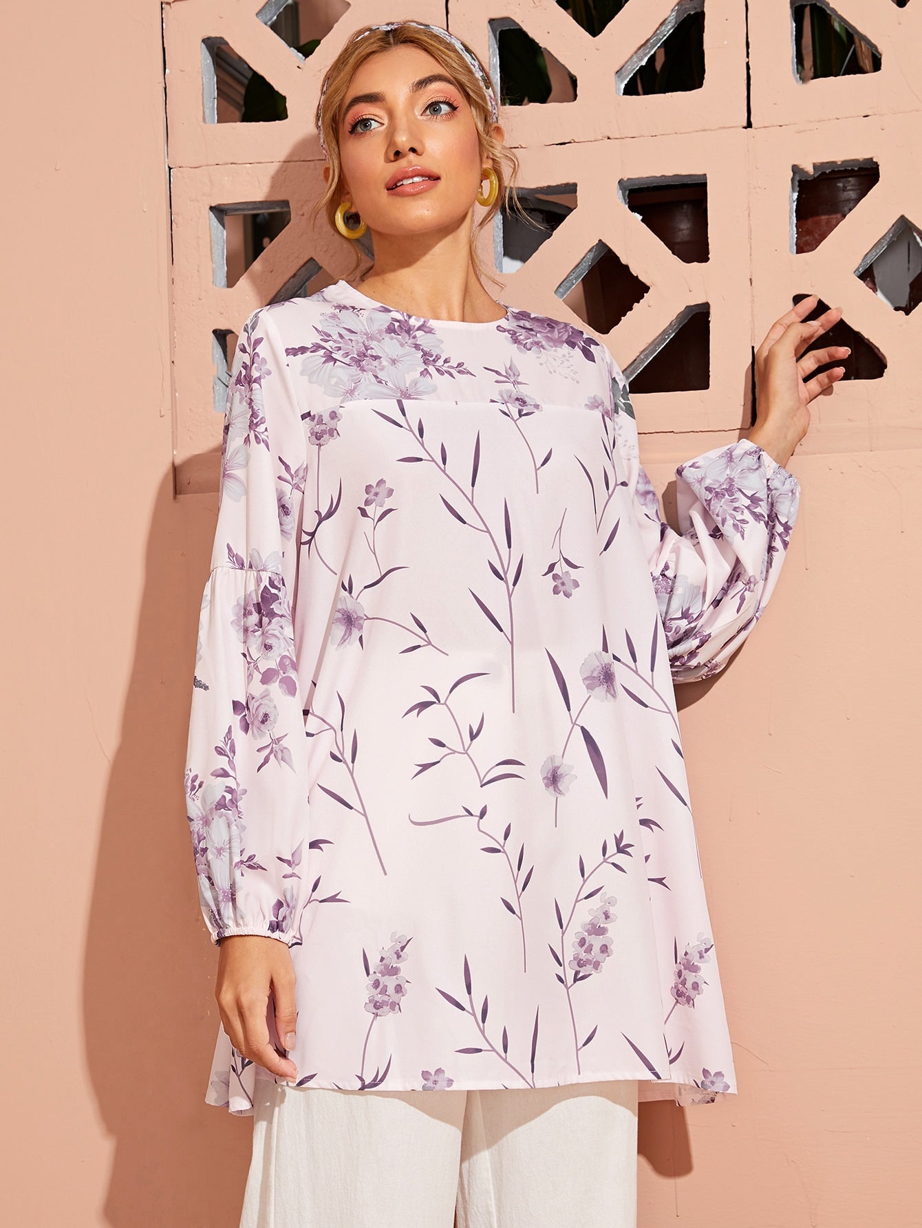 Floral Print Tunic Blouse