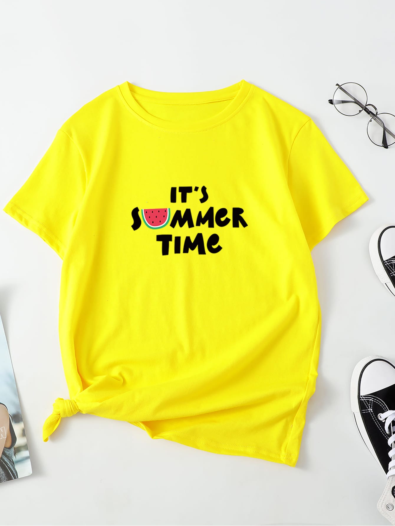 Slogan Graphic Round Neck Tee