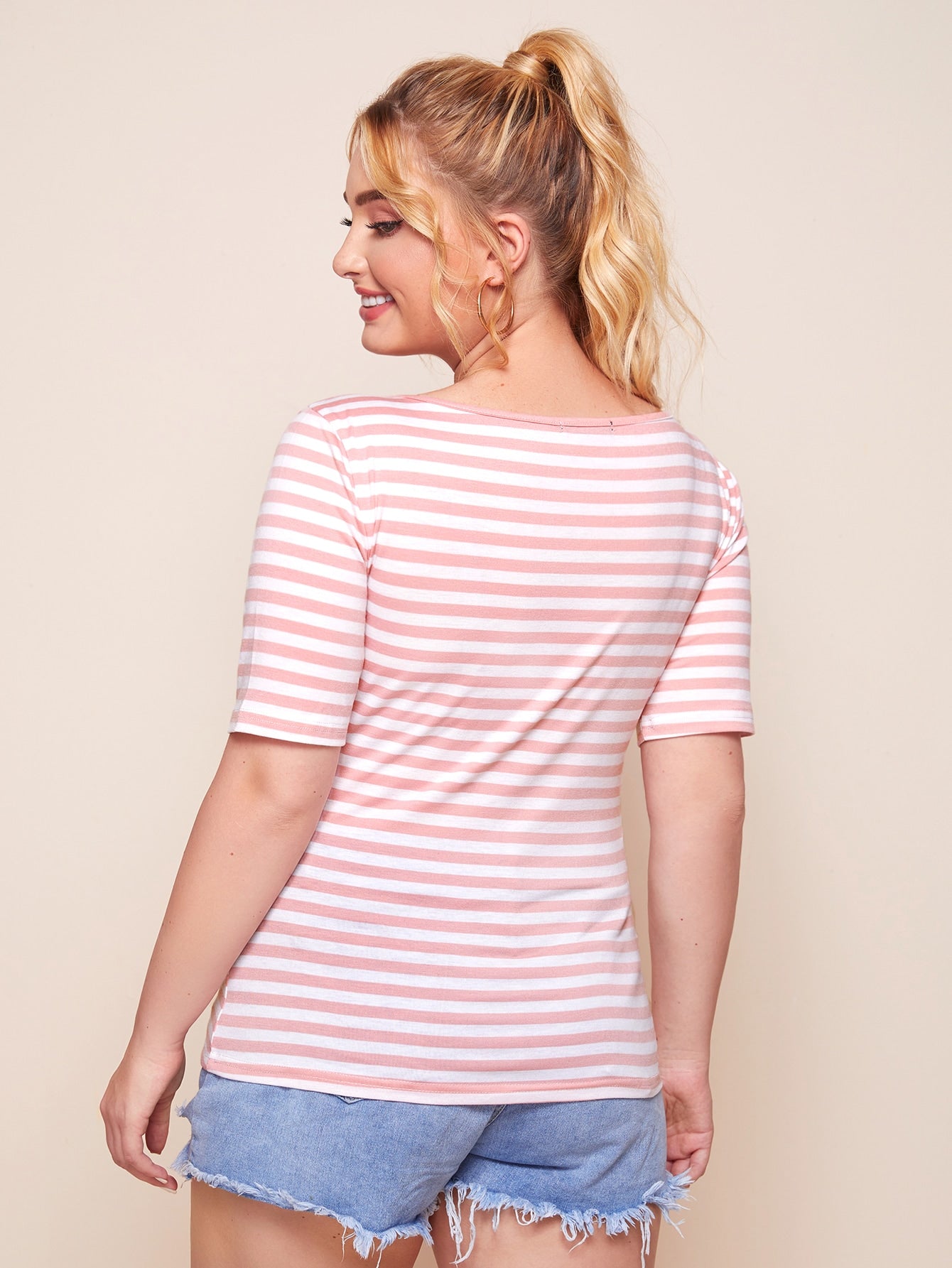 Plus Striped Form Fitted Top