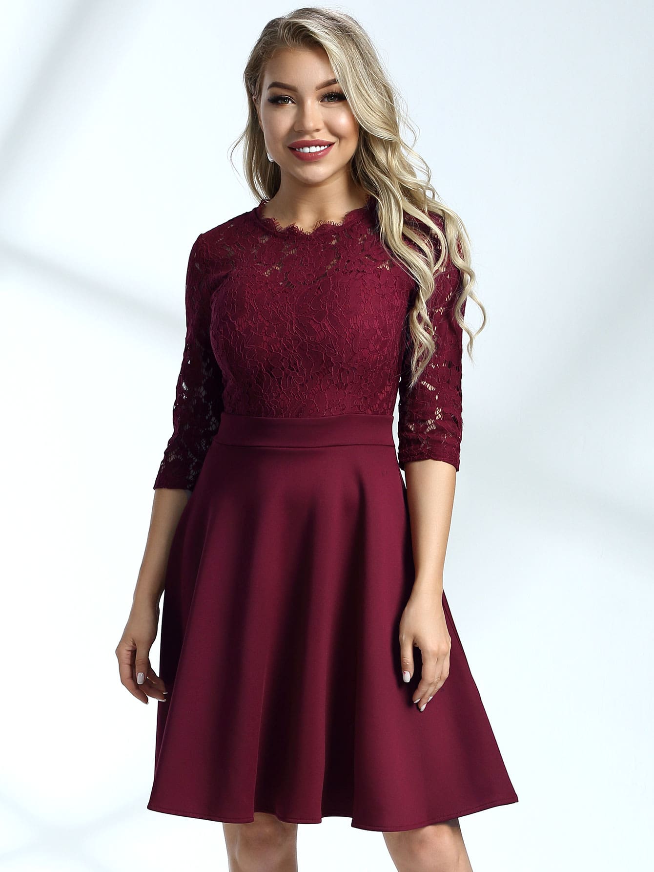 Zip Back Lace Bodice Dress