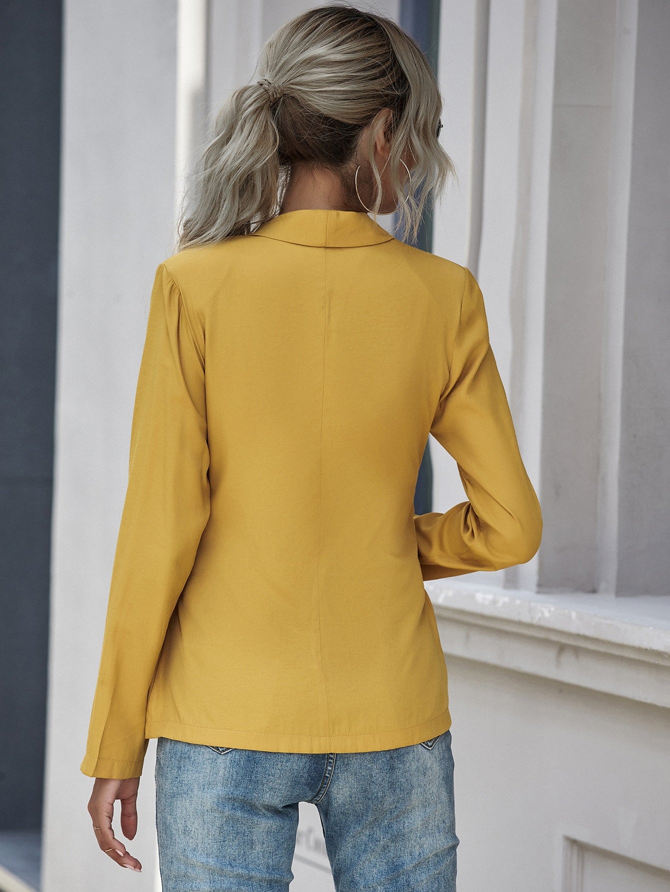 Tie Front Shawl Collar Solid Blazer