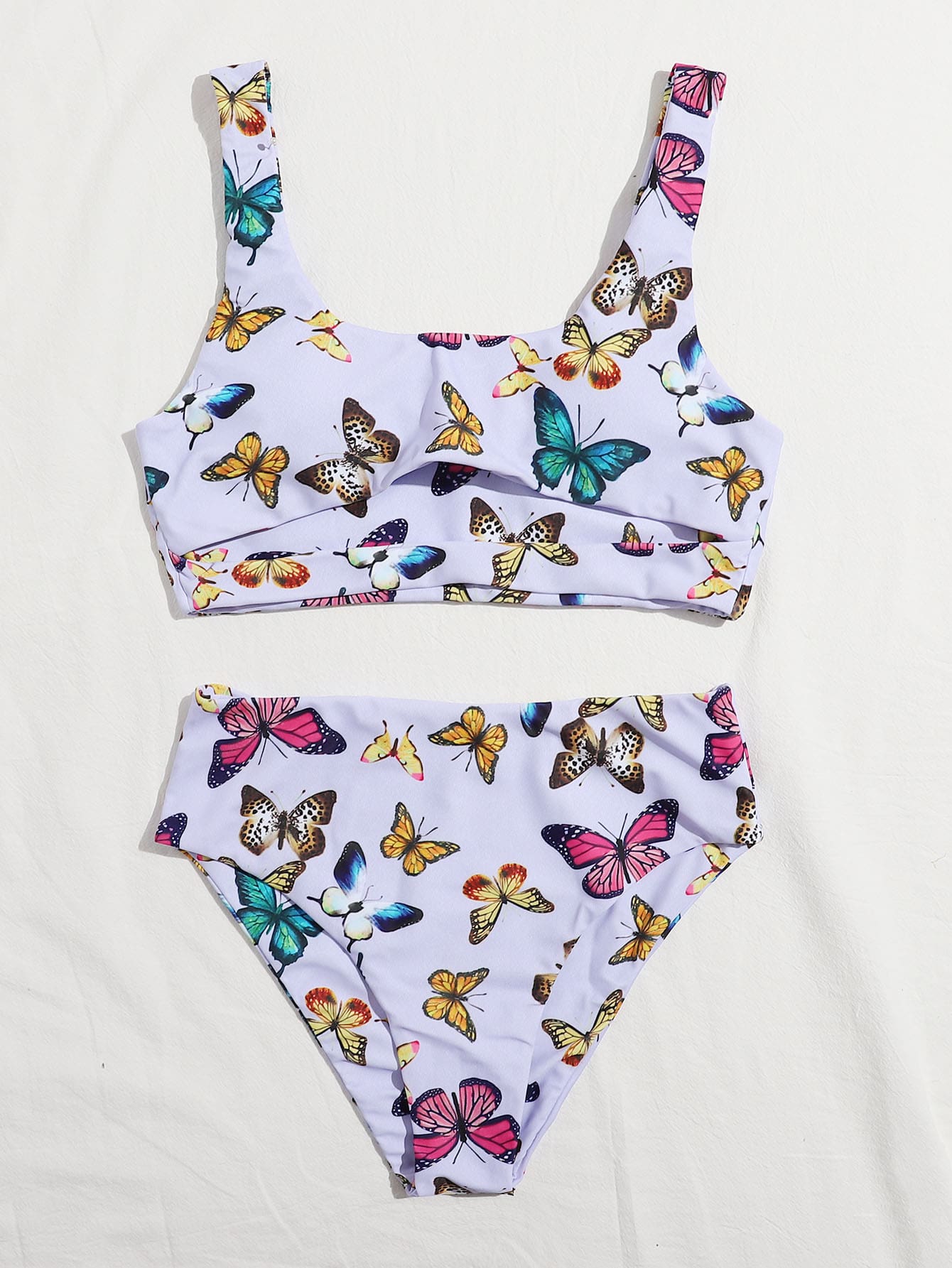 Butterfly Print Cut-out Bikini Swimsuit