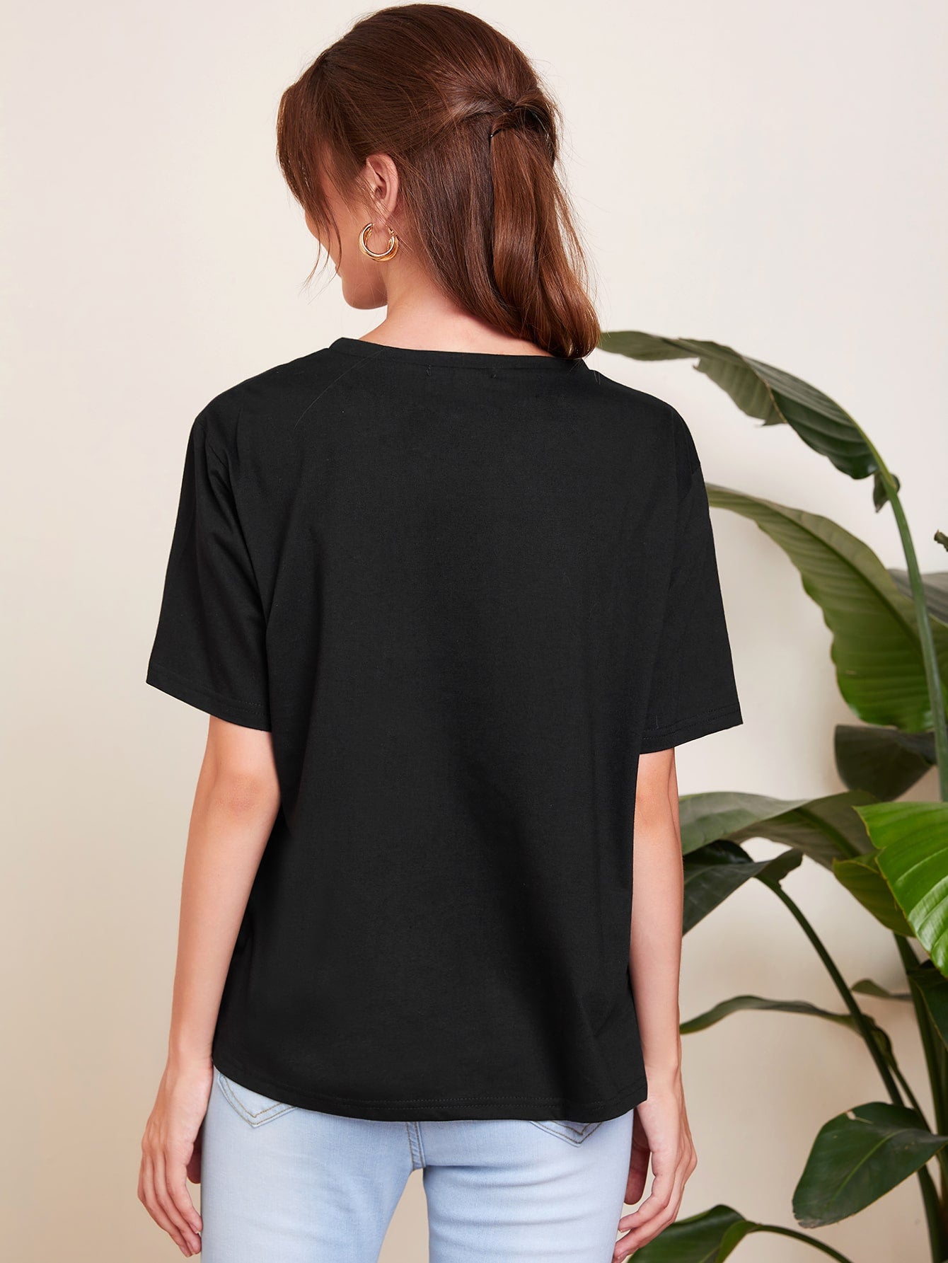 Slogan And Mouth Print Tee