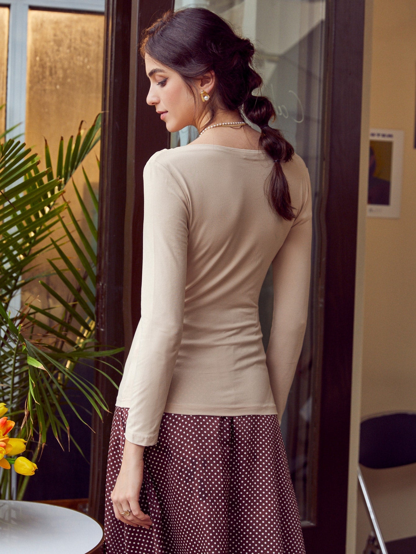 Asymmetrical Neck Solid Tee