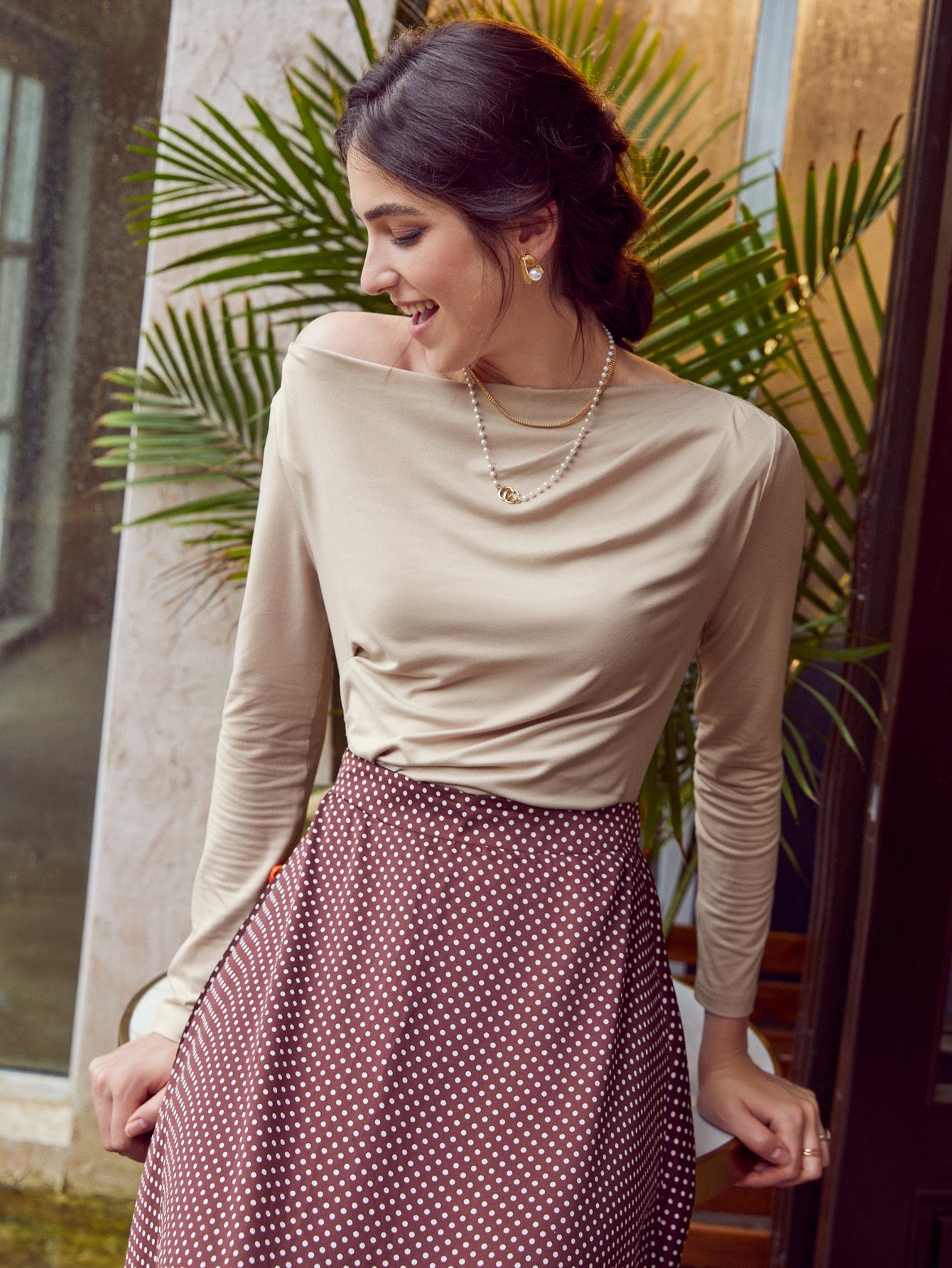 Asymmetrical Neck Solid Tee