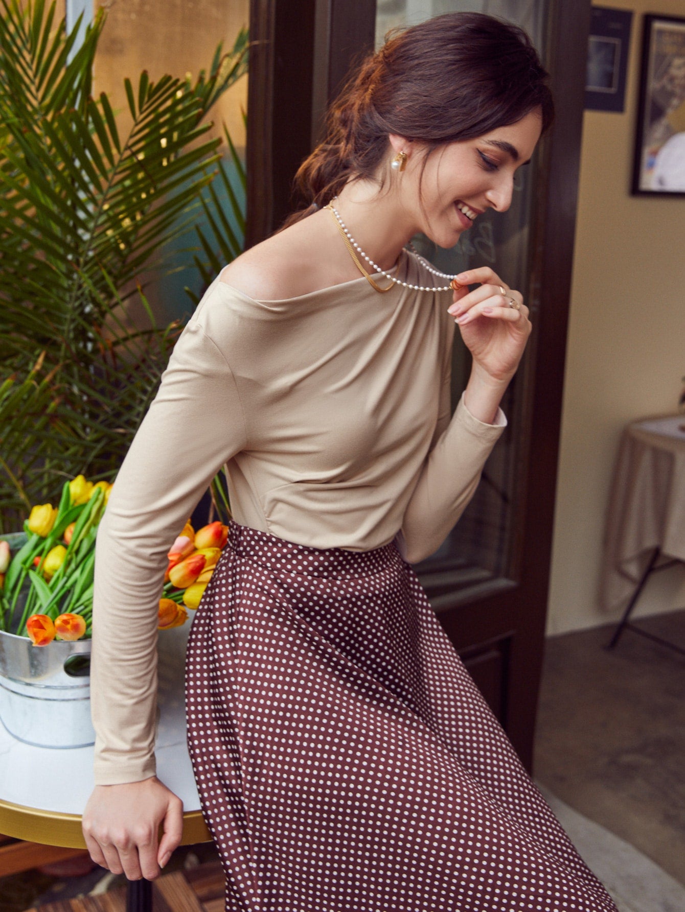 Asymmetrical Neck Solid Tee