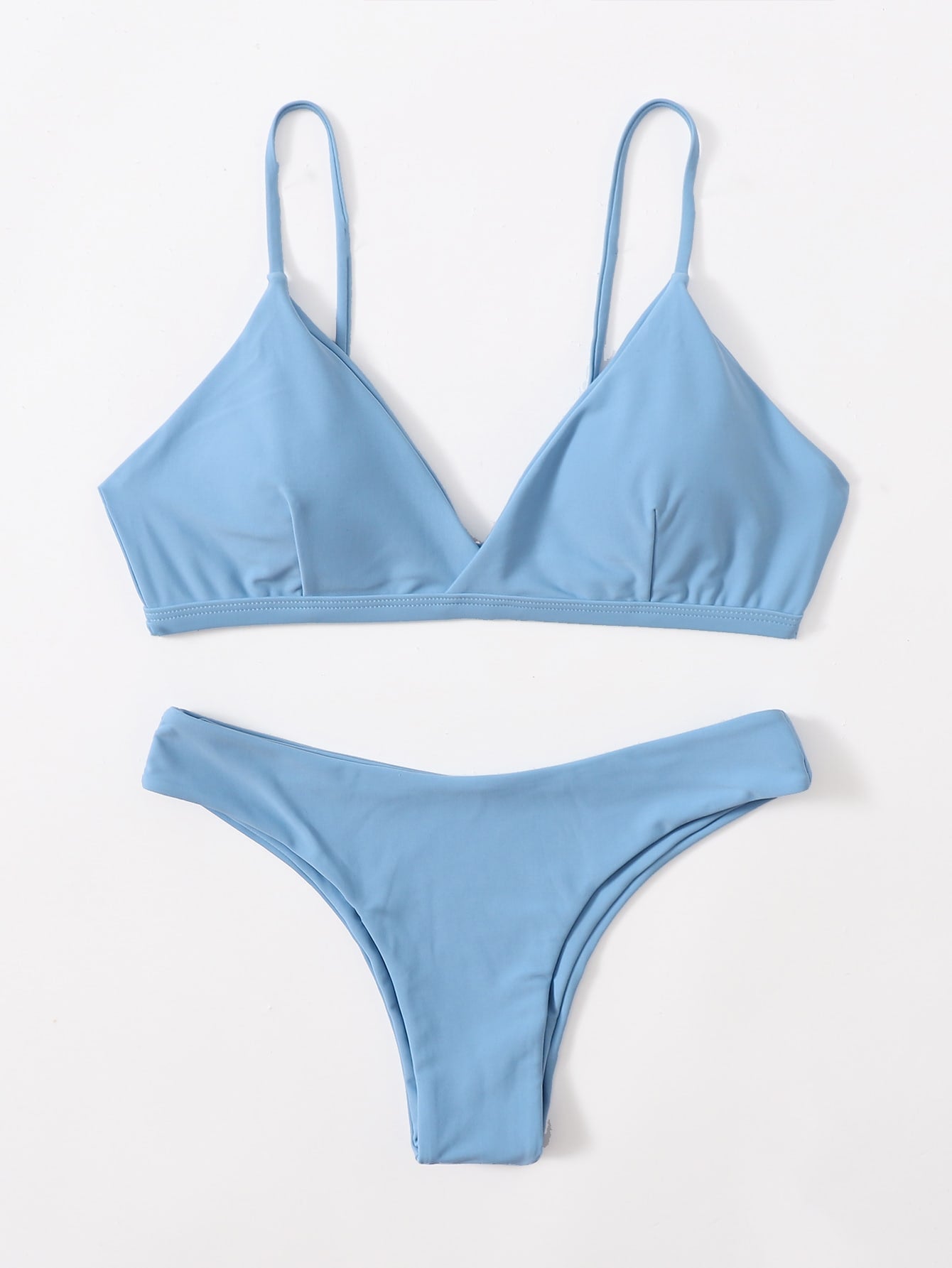 Solid Adjustable Strap Bikini Swimsuit