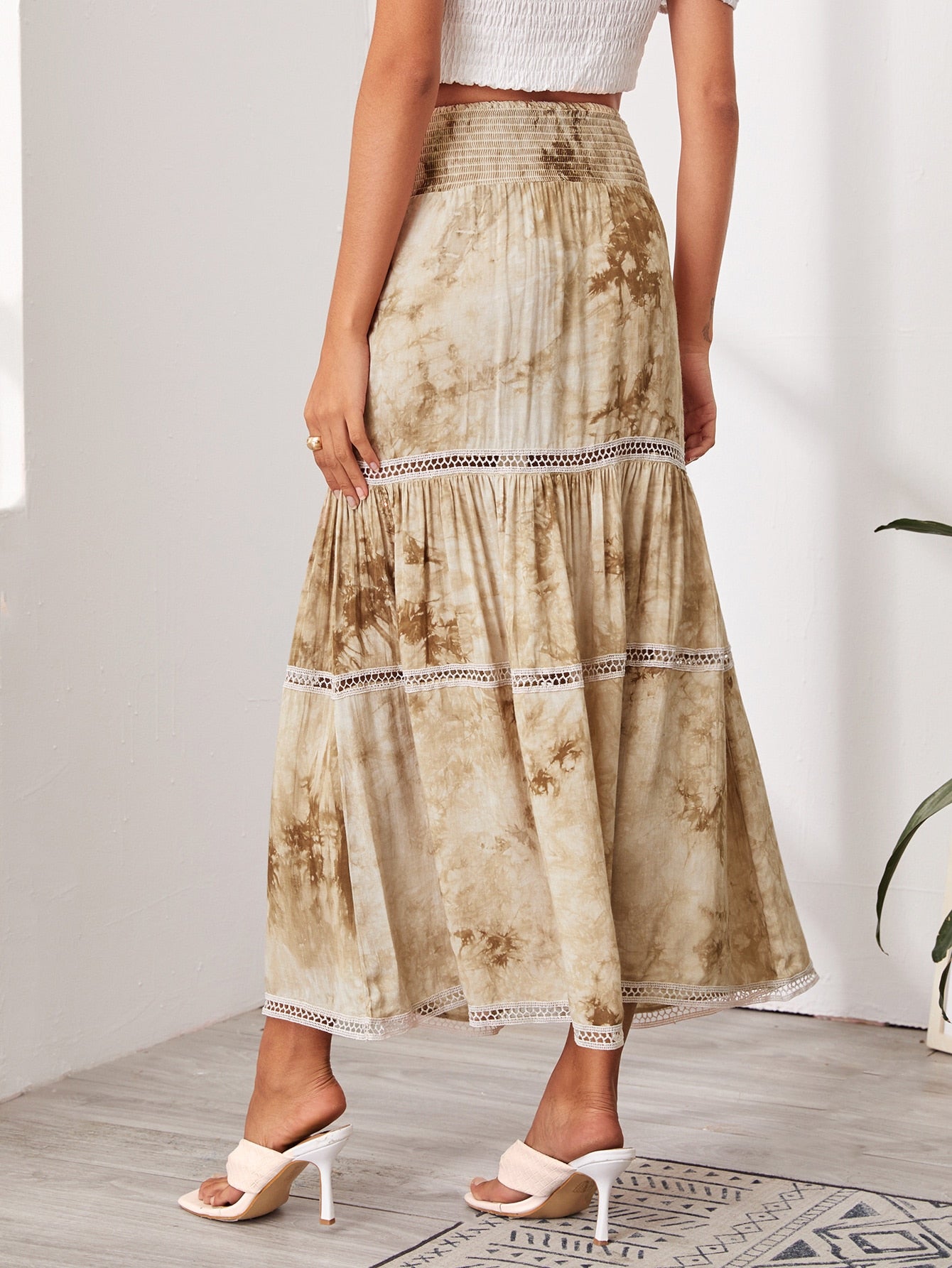 Tie Dye Lace Insert Skirt