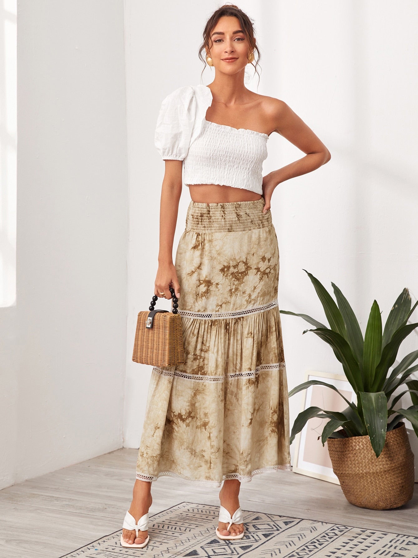 Tie Dye Lace Insert Skirt