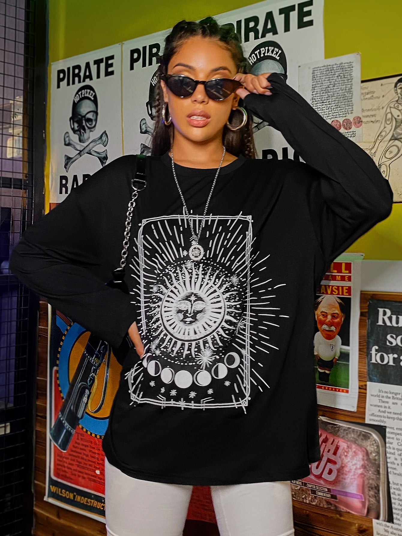 Graphic Print Drop Shoulder Oversized Tee