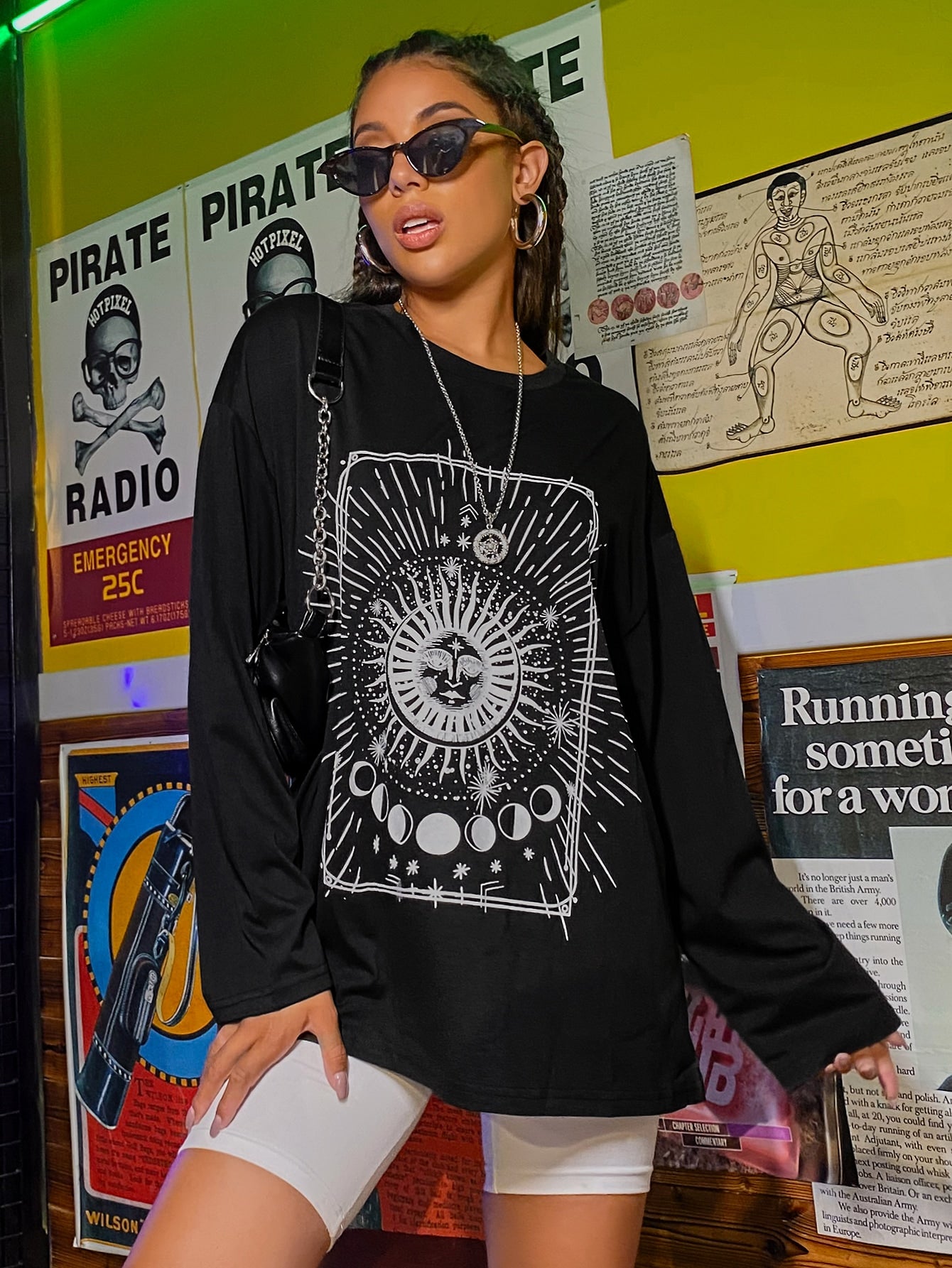 Graphic Print Drop Shoulder Oversized Tee