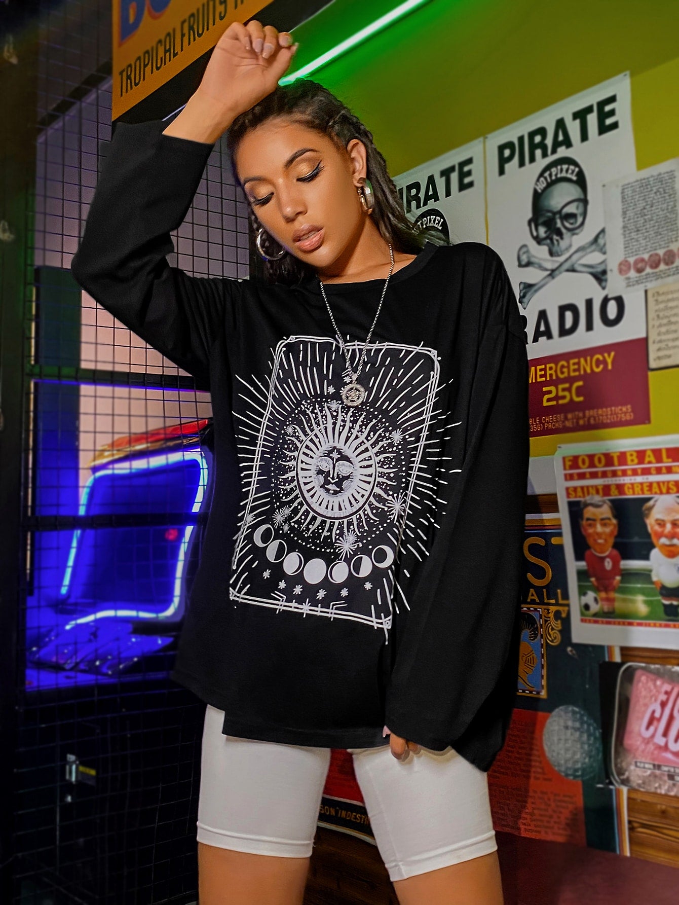 Graphic Print Drop Shoulder Oversized Tee
