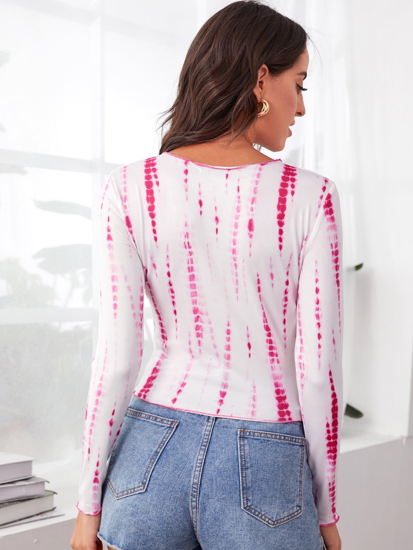 Contrast Binding Tie Dye Tee