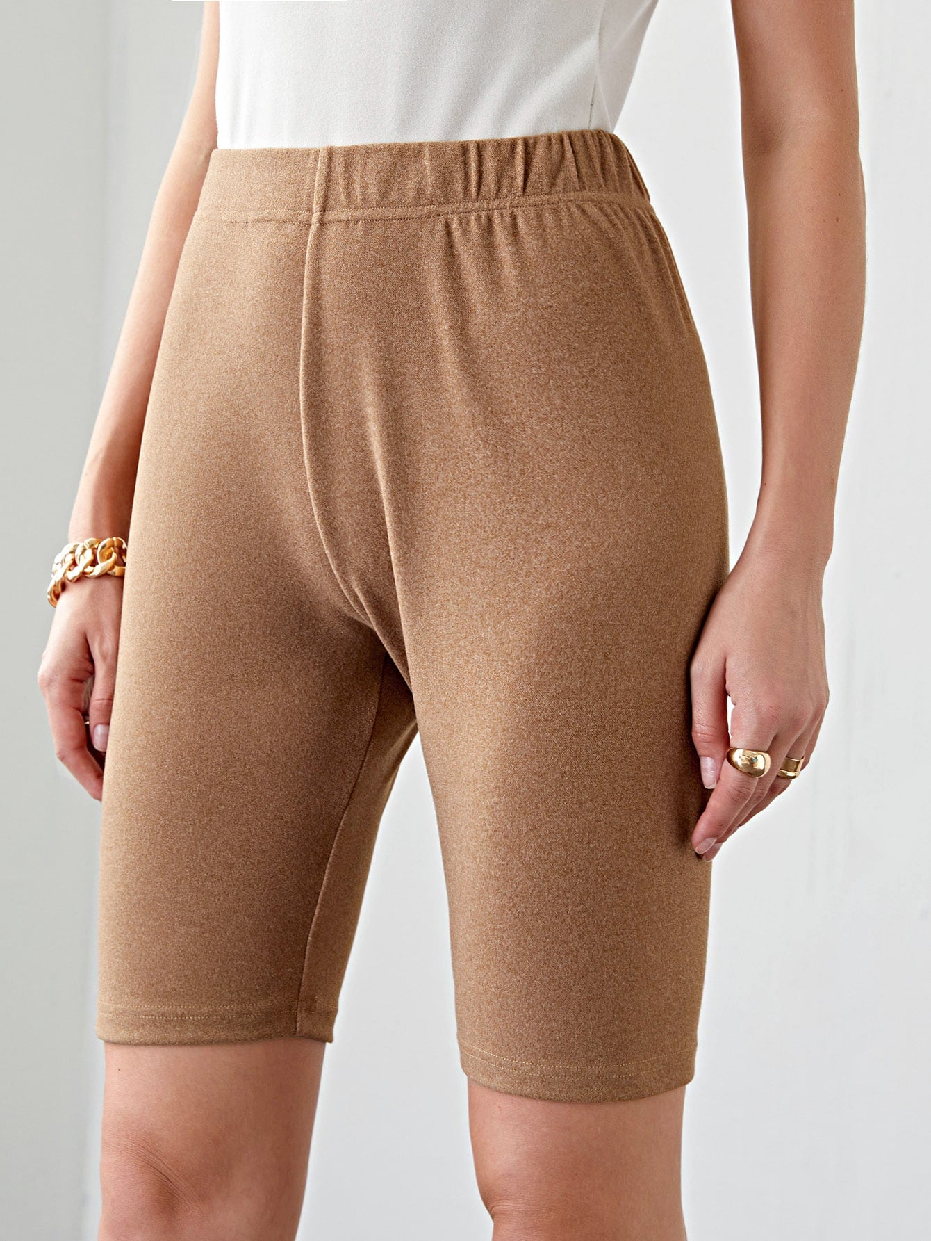 Solid High Waist Biker Shorts