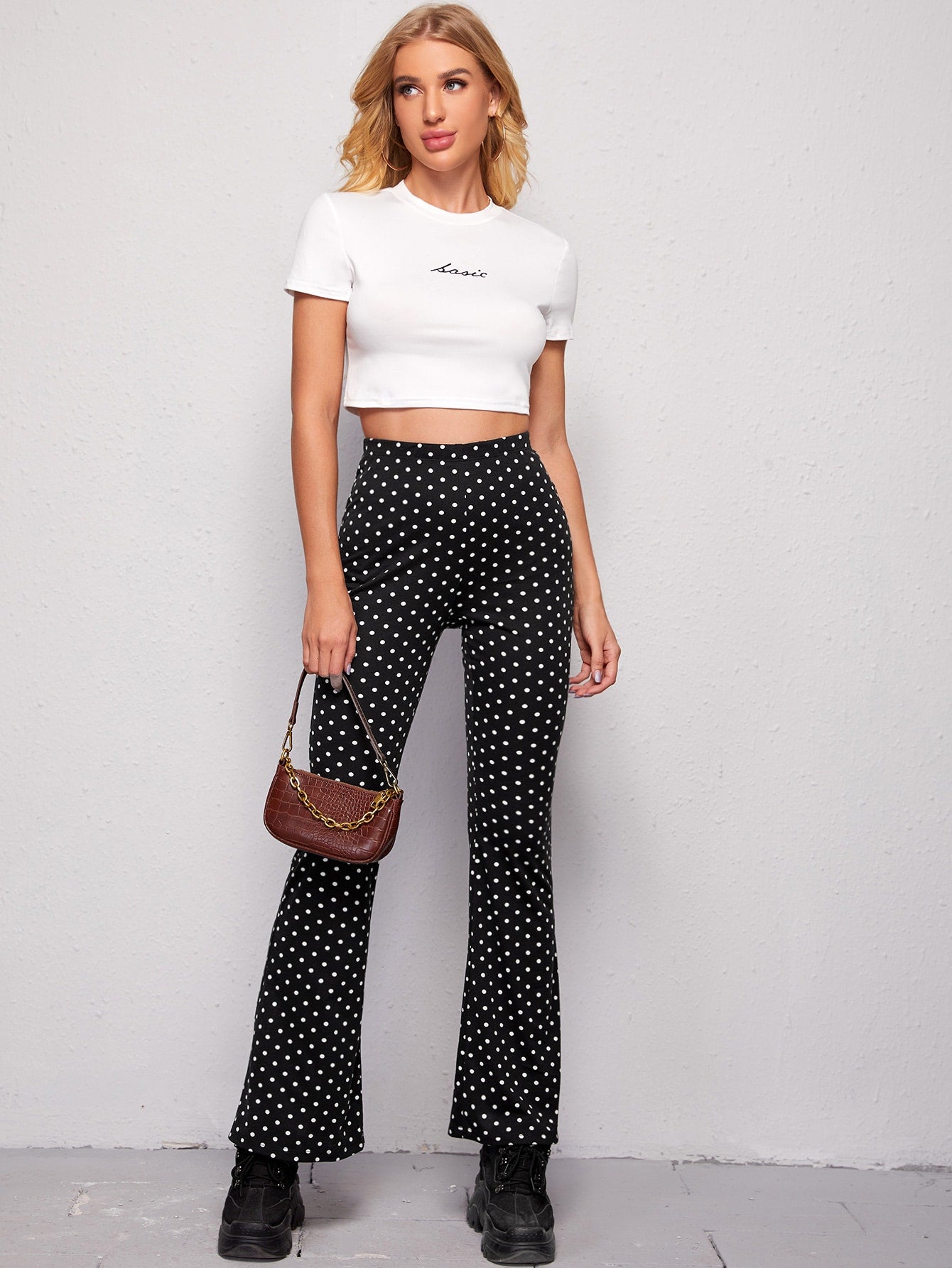 Polka Dot Flare Leg Pants